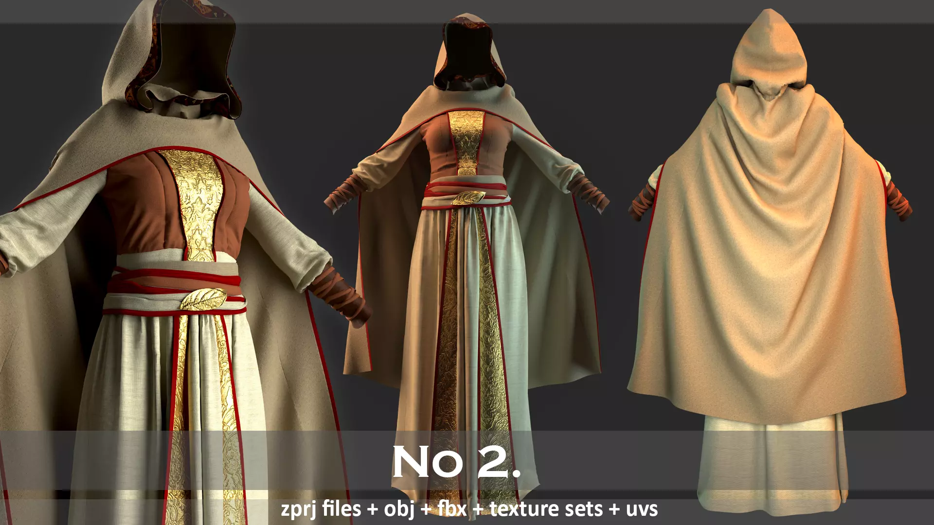 3 Medieval outfits 3D model_2