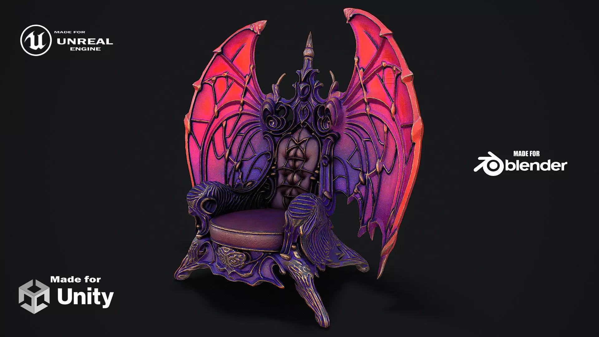 Fantasy Throne 8 game ready 3d model Low-poly 3D model_0