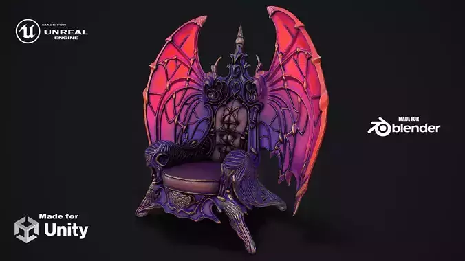 Fantasy Throne 8 game ready 3d model