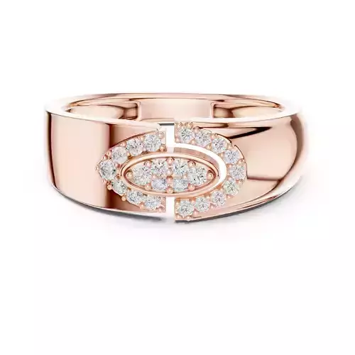 Elongated Oval Shape Round Diamond Wedding Ring 3DM STL Video 3D print model