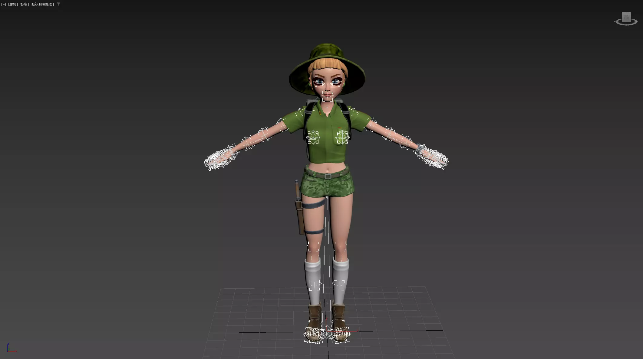 Explorer Cartoon Character Low-poly 3D model_26
