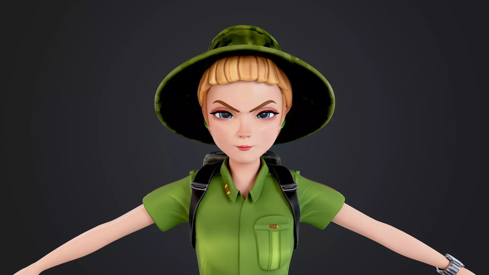 Explorer Cartoon Character Low-poly 3D model_16