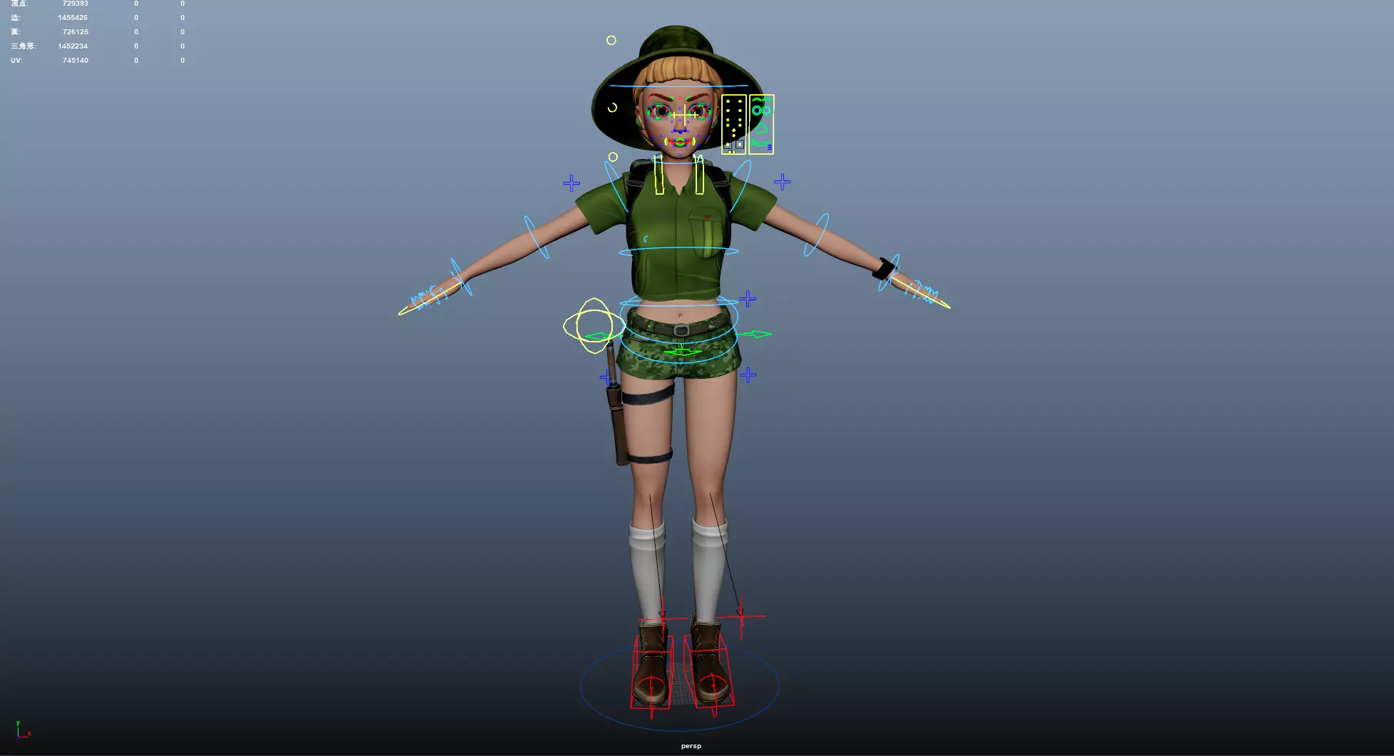 Explorer Cartoon Character Low-poly 3D model_20