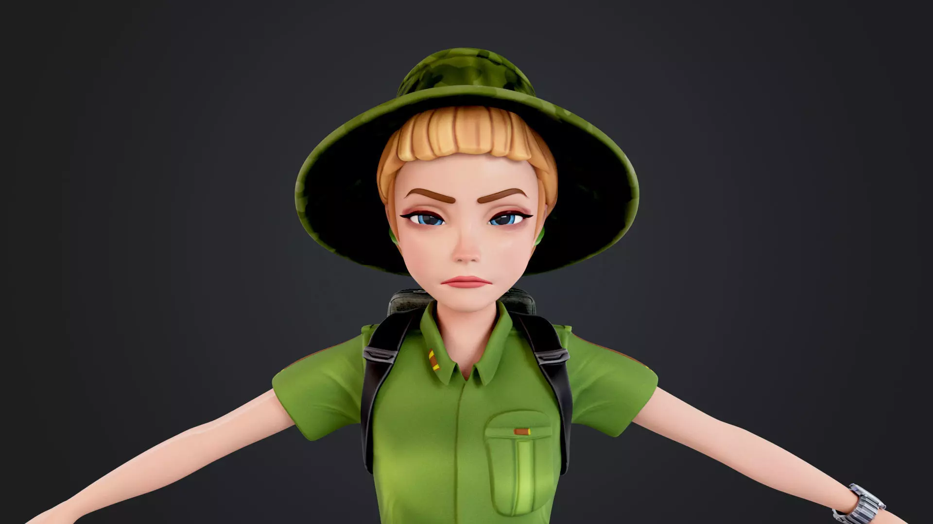 Explorer Cartoon Character Low-poly 3D model_17