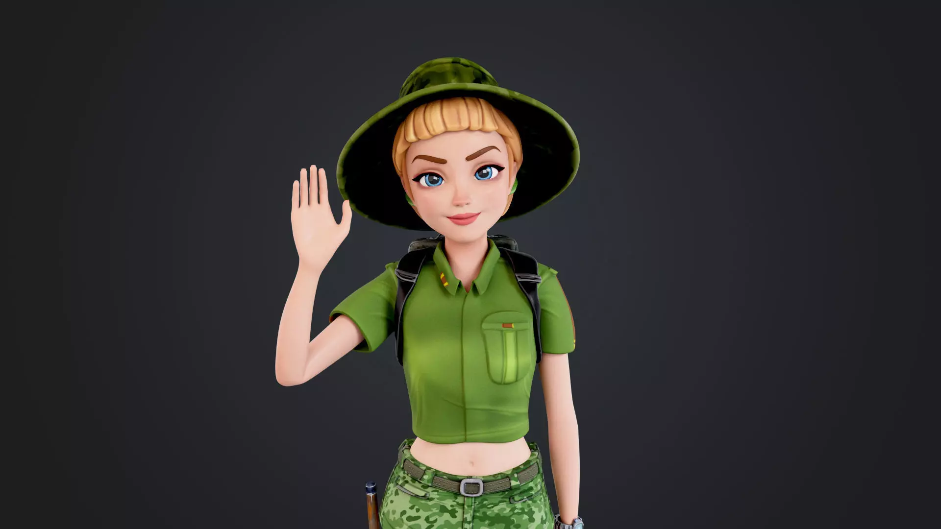 Explorer Cartoon Character Low-poly 3D model_4