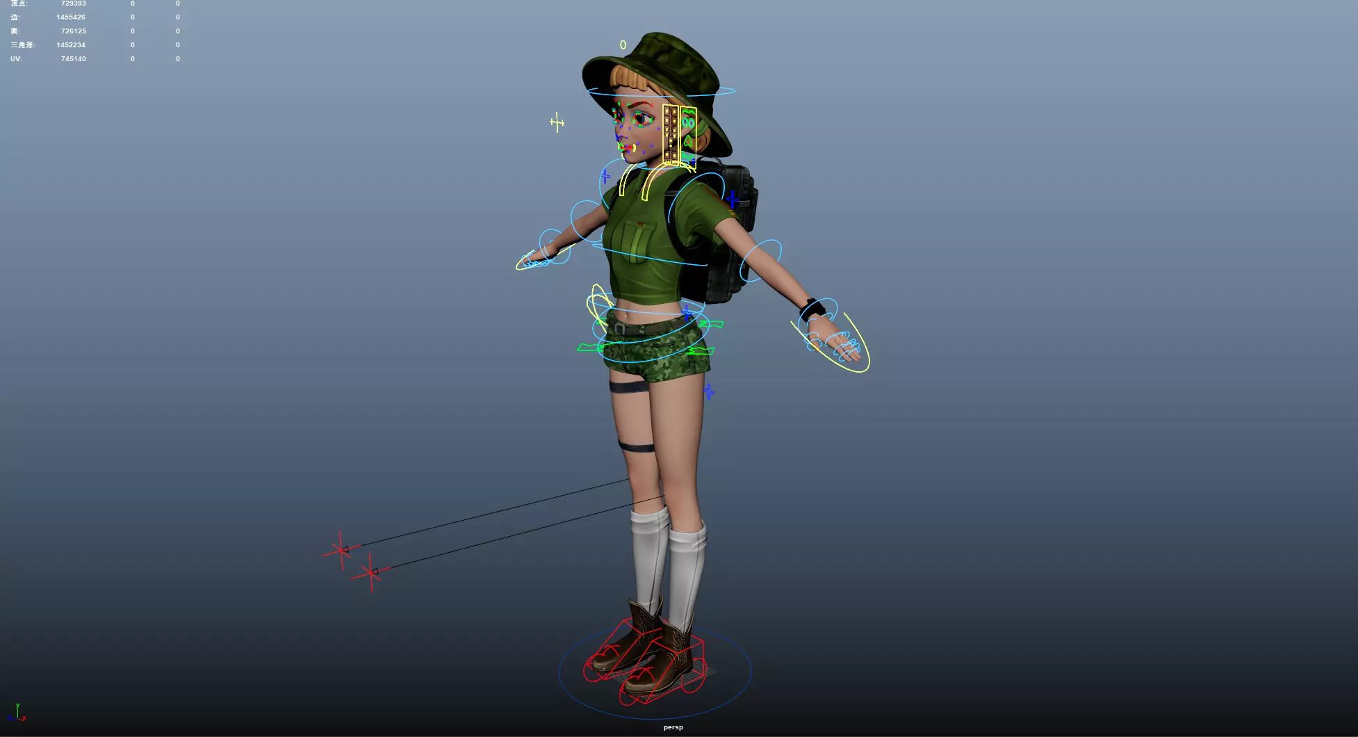 Explorer Cartoon Character Low-poly 3D model_22