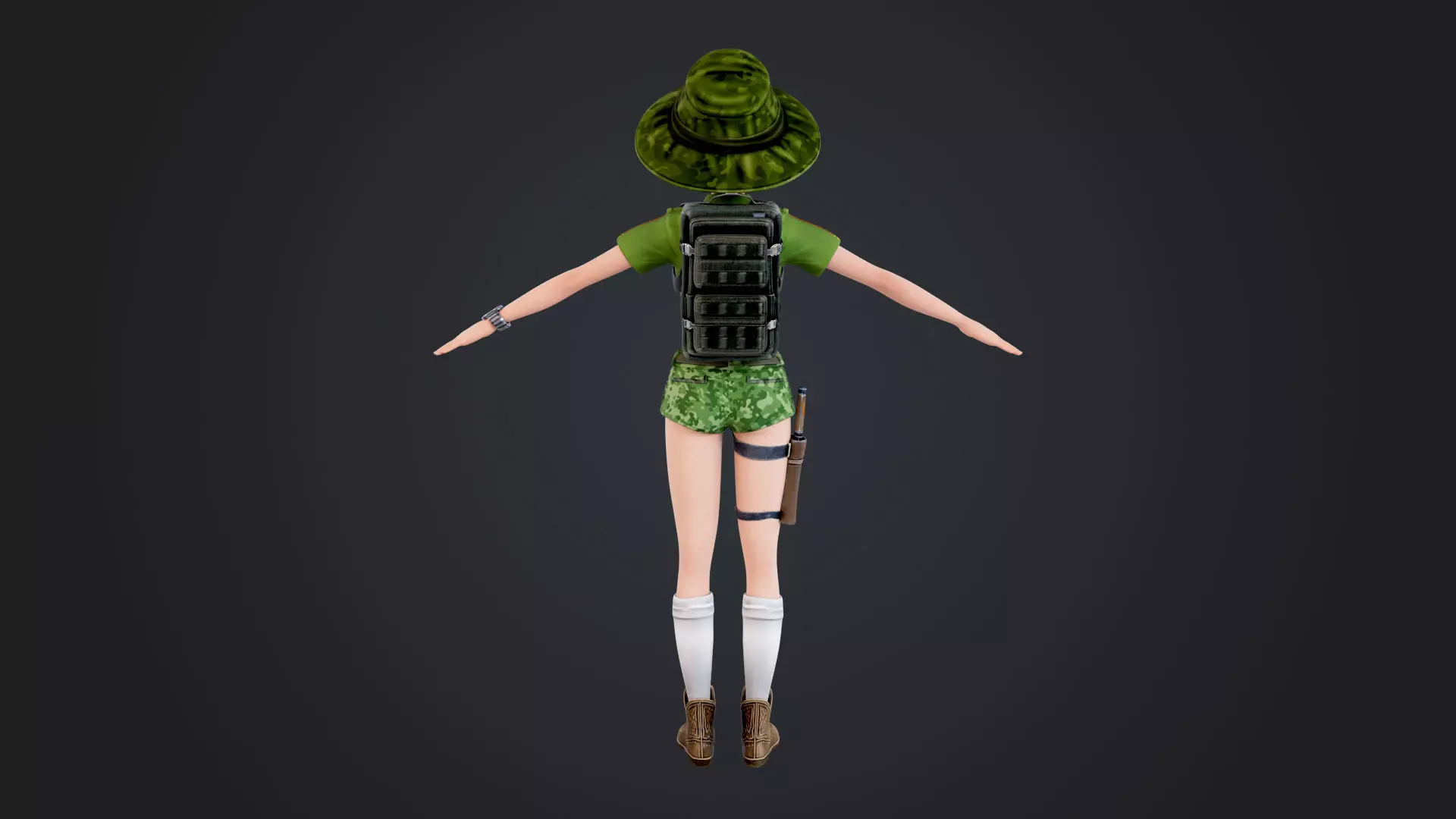 Explorer Cartoon Character Low-poly 3D model_9