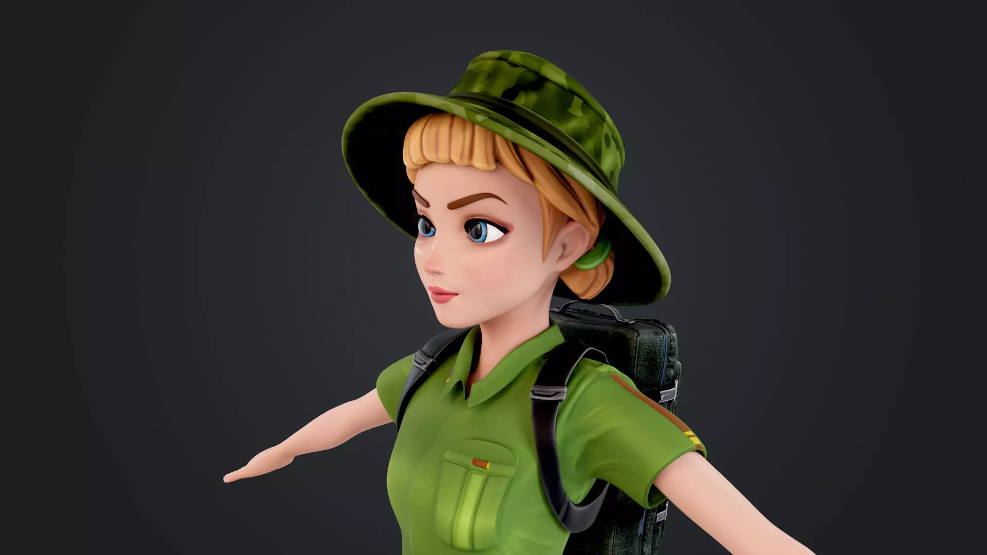 Explorer Cartoon Character Low-poly 3D model_11