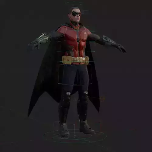 Robin 3D Model Arkham Knight Rigged PBR Cape Blender FBX OBJ Low-poly 3D model