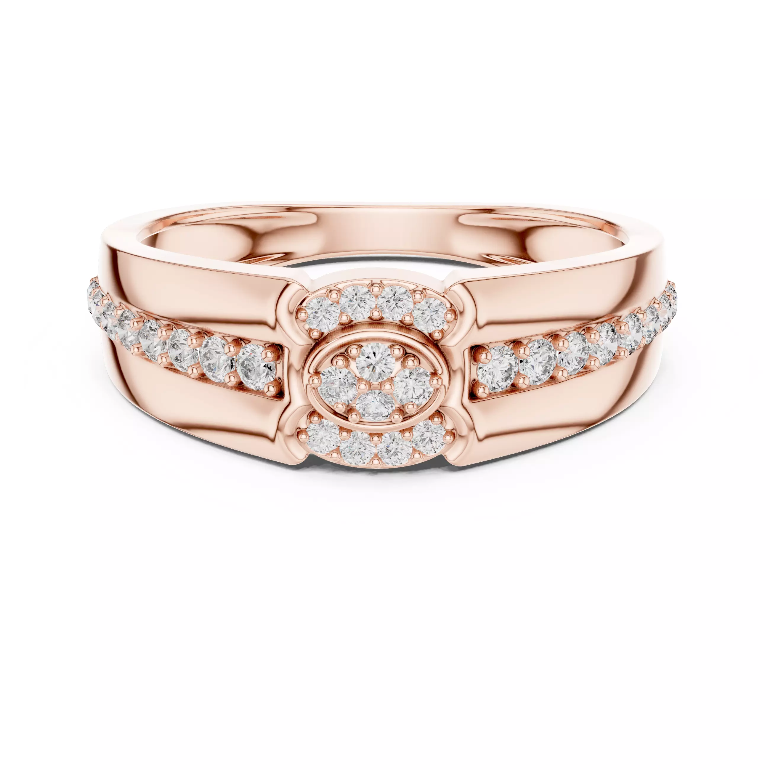 East West Oval Shape Round Diamond Wedding Ring 3DM STL Video 3D print model