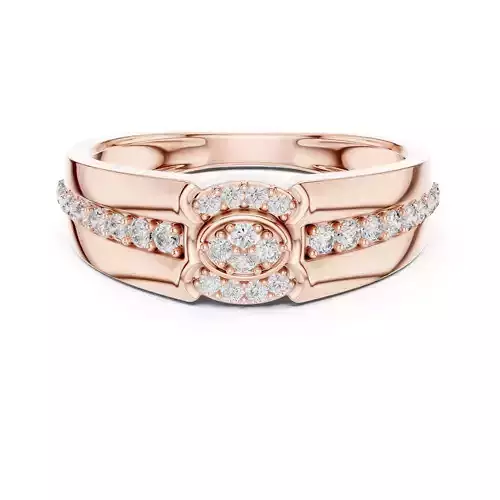 East West Oval Shape Round Diamond Wedding Ring 3DM STL Video 3D print model