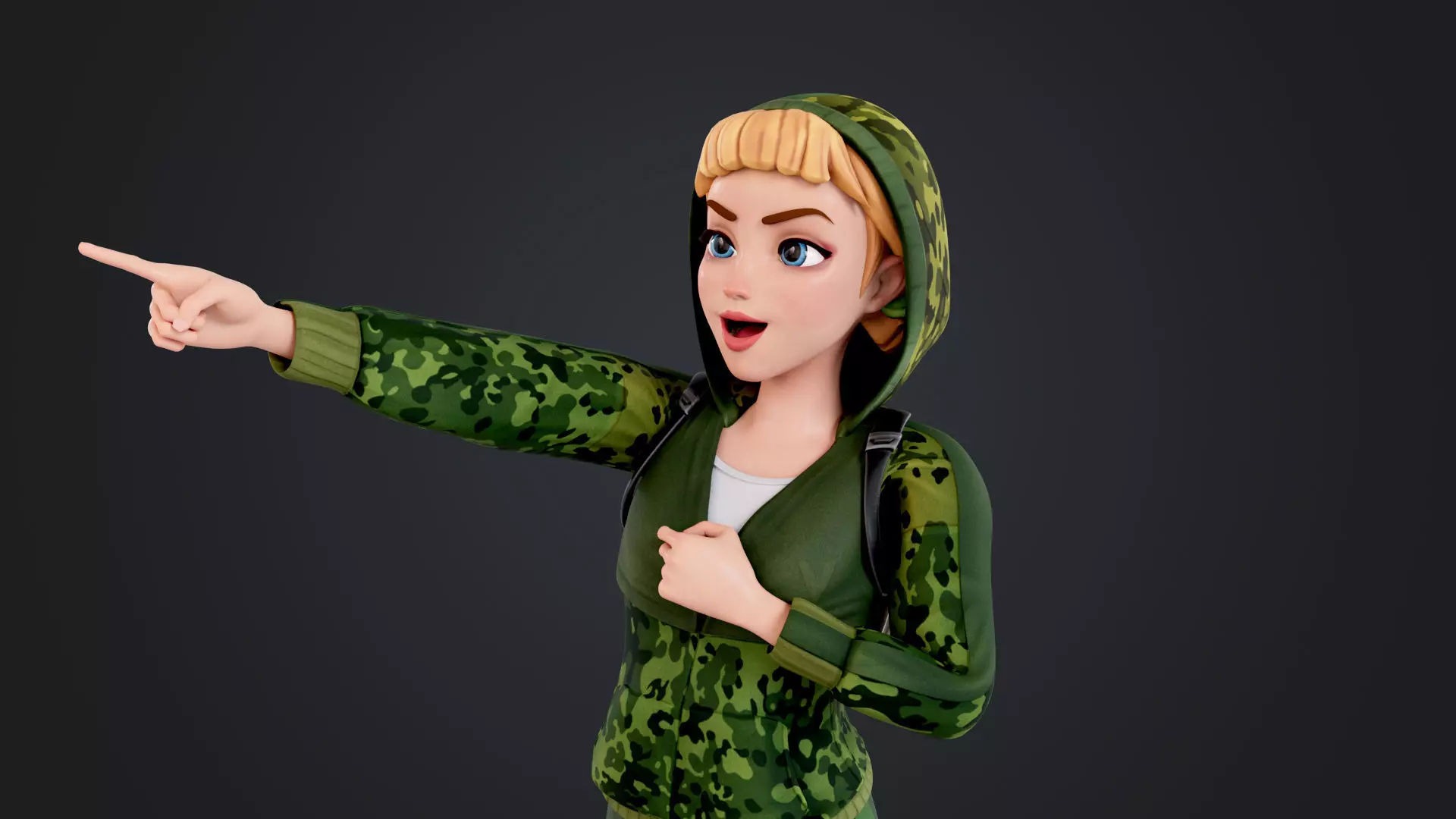 Explorer Cartoon Character Low-poly 3D model_3