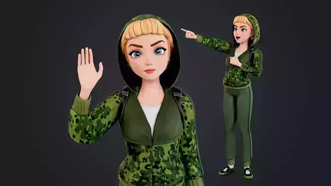 Explorer Cartoon Character Low-poly 3D model