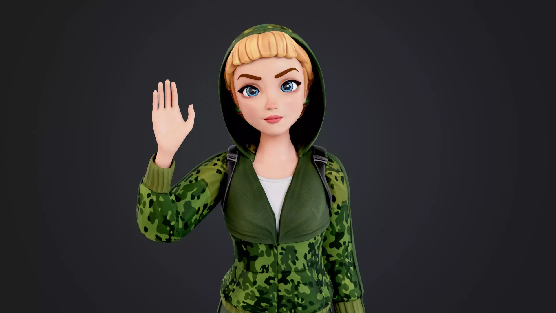 Explorer Cartoon Character Low-poly 3D model_4