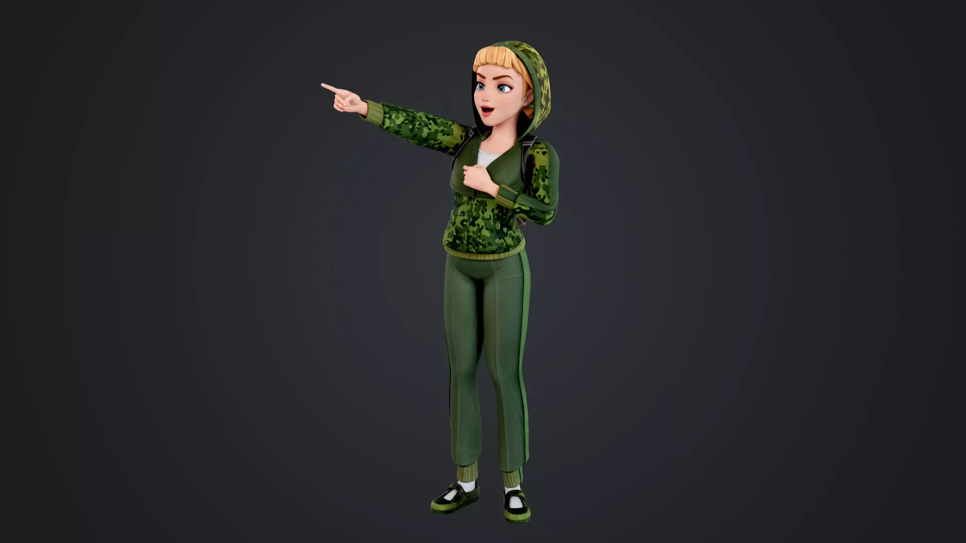 Explorer Cartoon Character Low-poly 3D model_1
