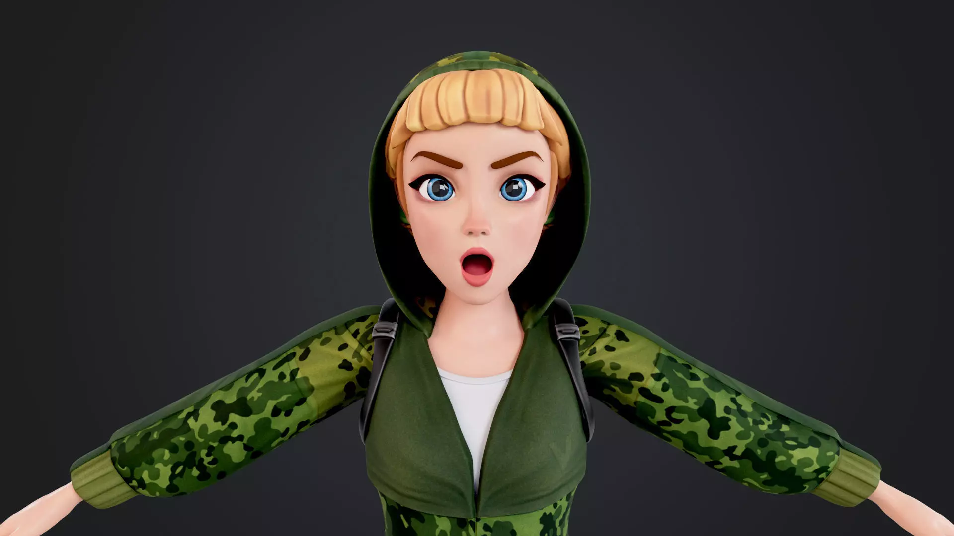 Explorer Cartoon Character Low-poly 3D model_18