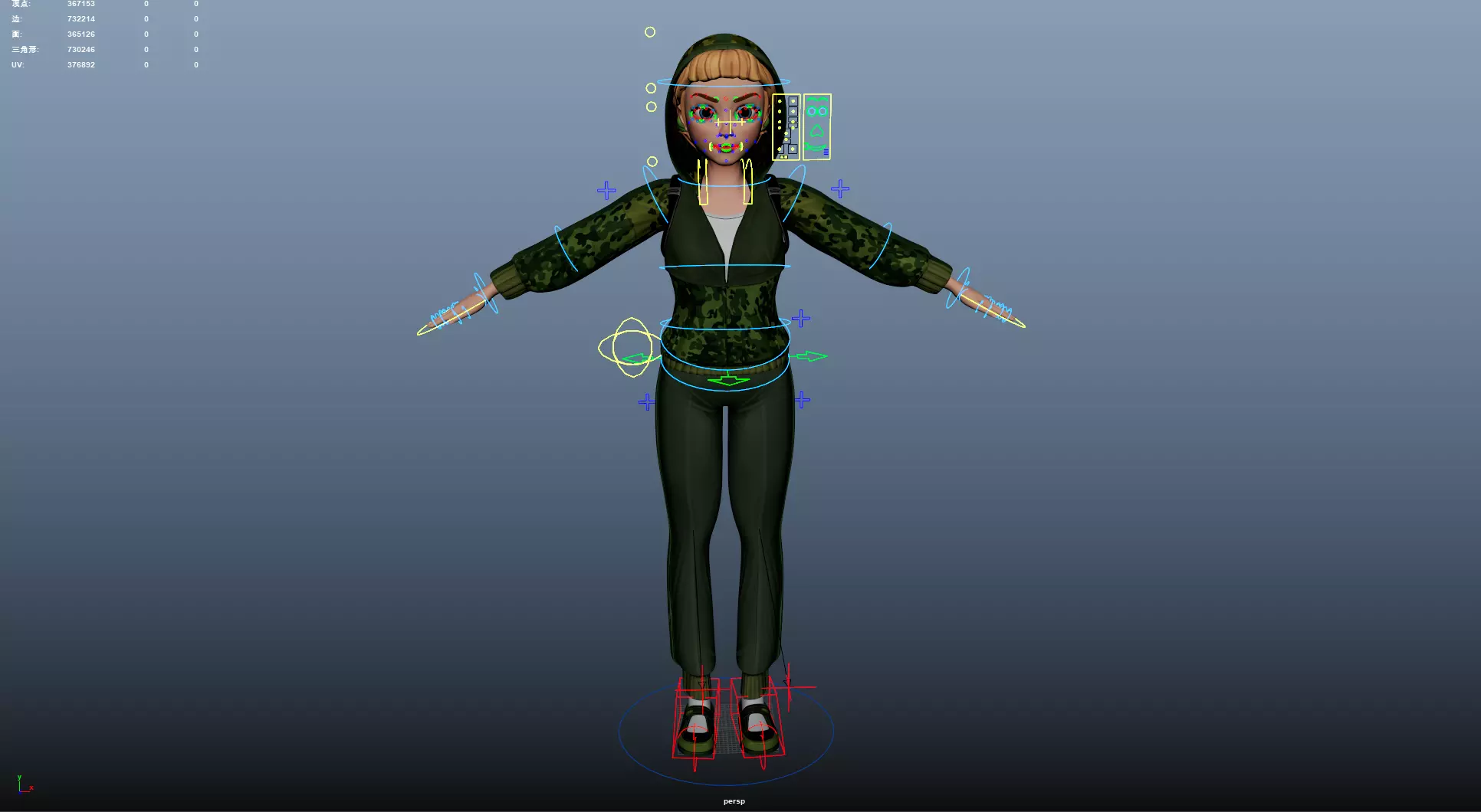 Explorer Cartoon Character Low-poly 3D model_20