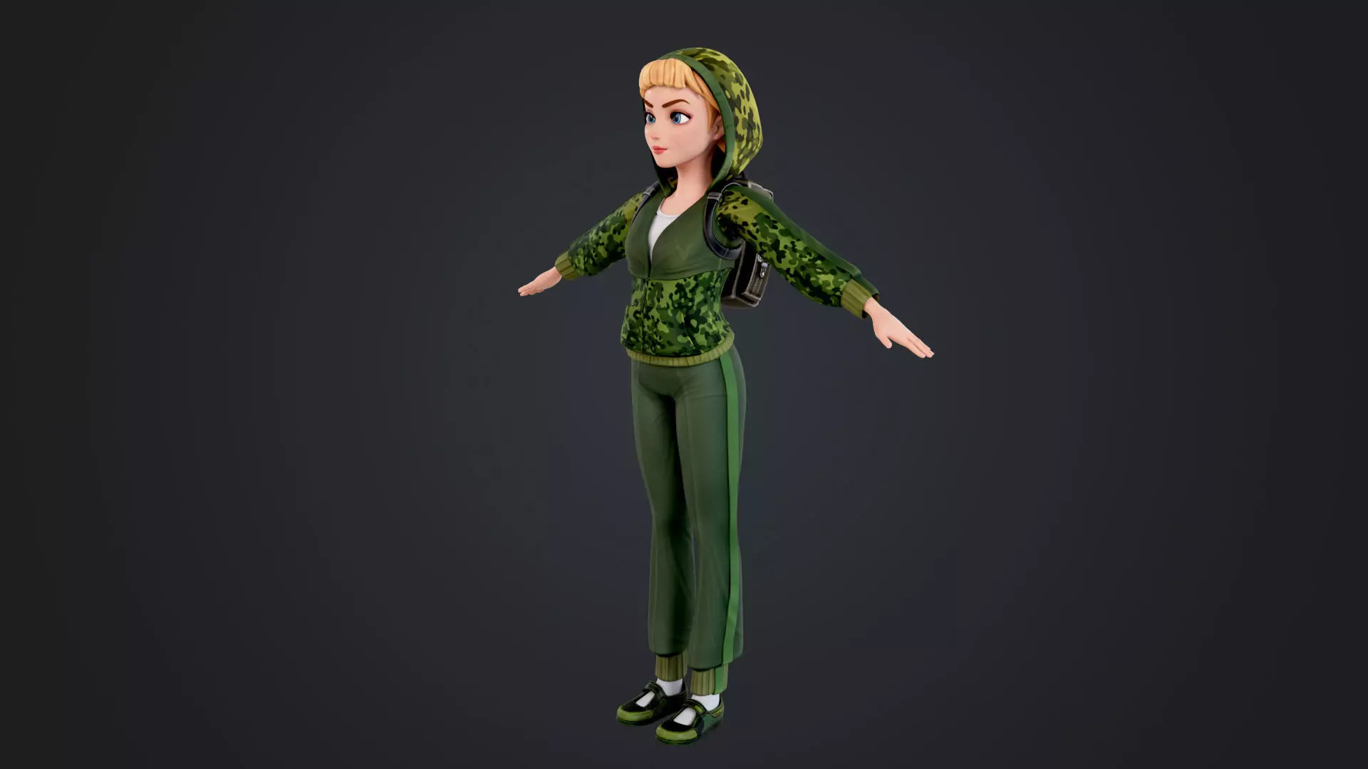 Explorer Cartoon Character Low-poly 3D model_6