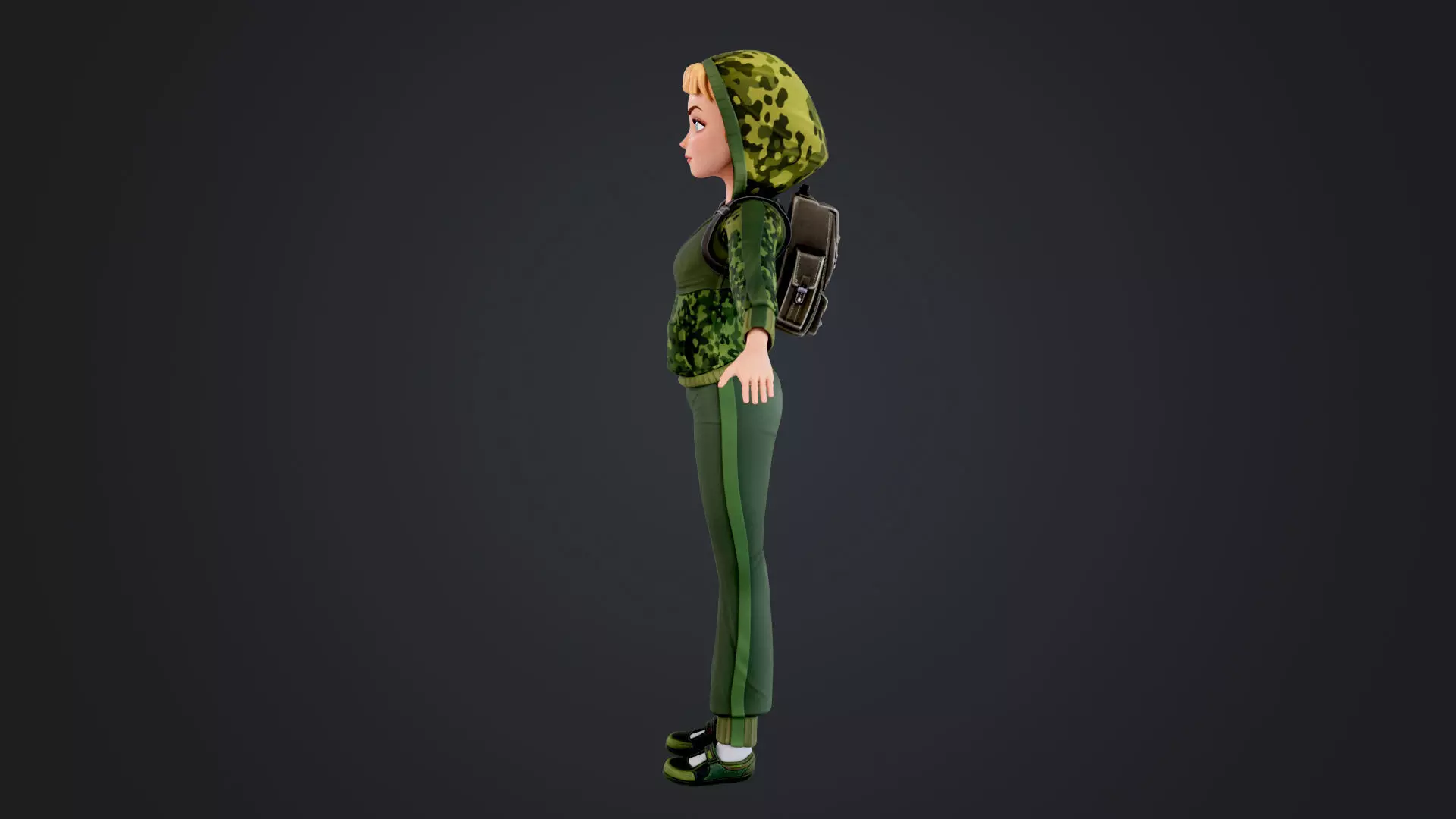 Explorer Cartoon Character Low-poly 3D model_7