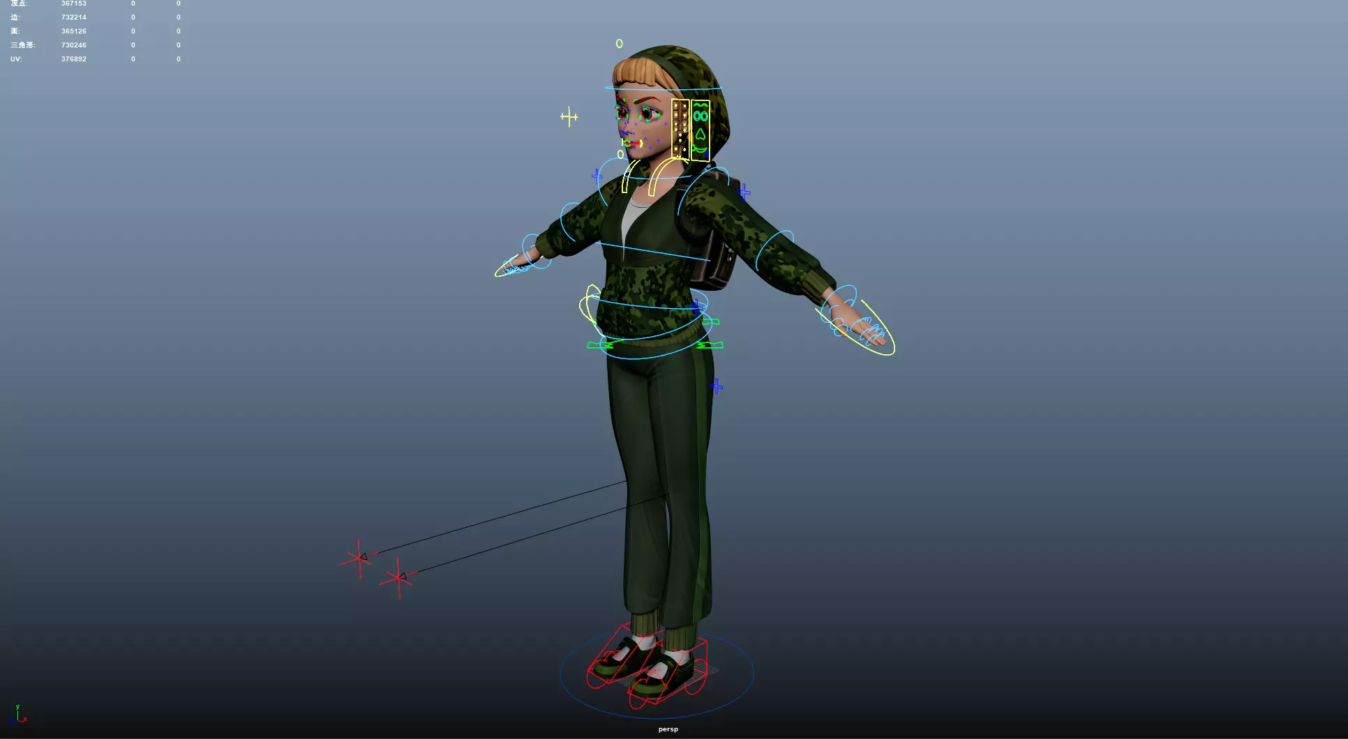 Explorer Cartoon Character Low-poly 3D model_22