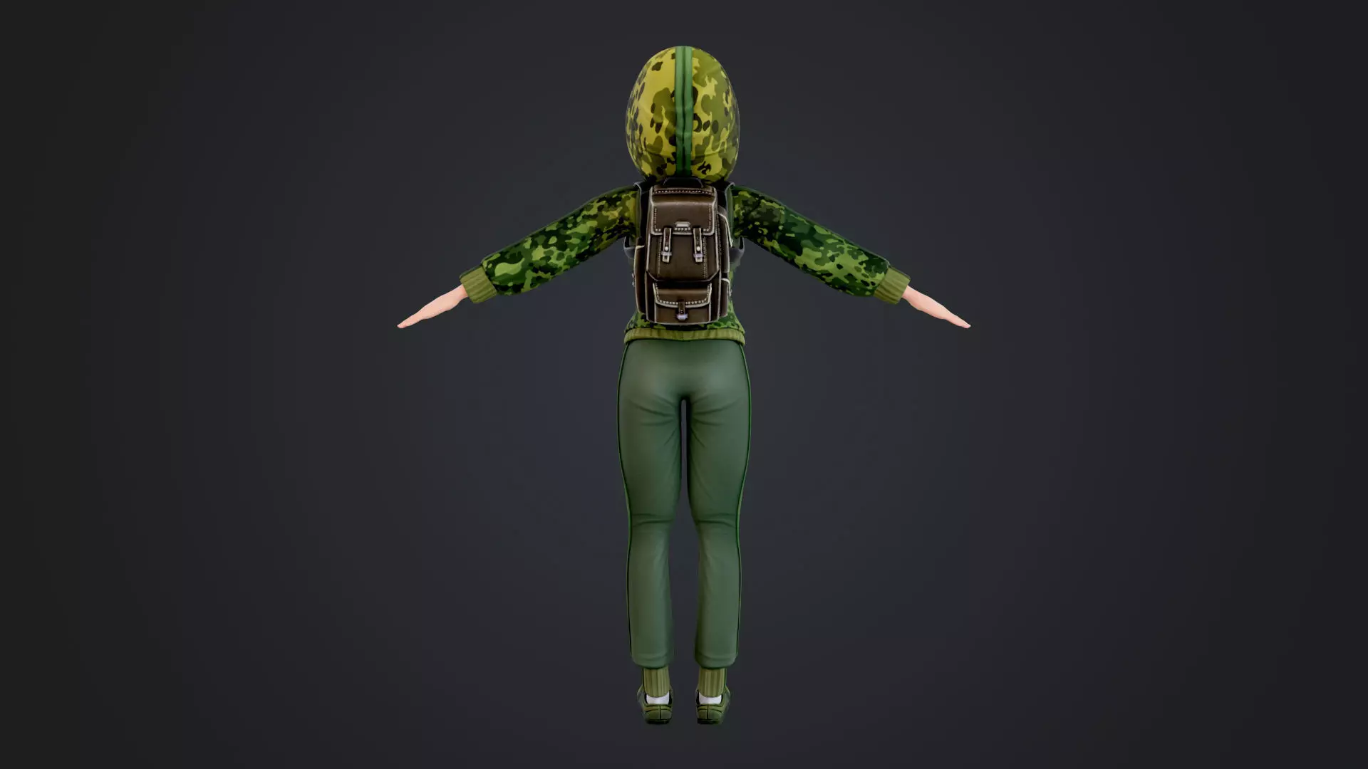 Explorer Cartoon Character Low-poly 3D model_9