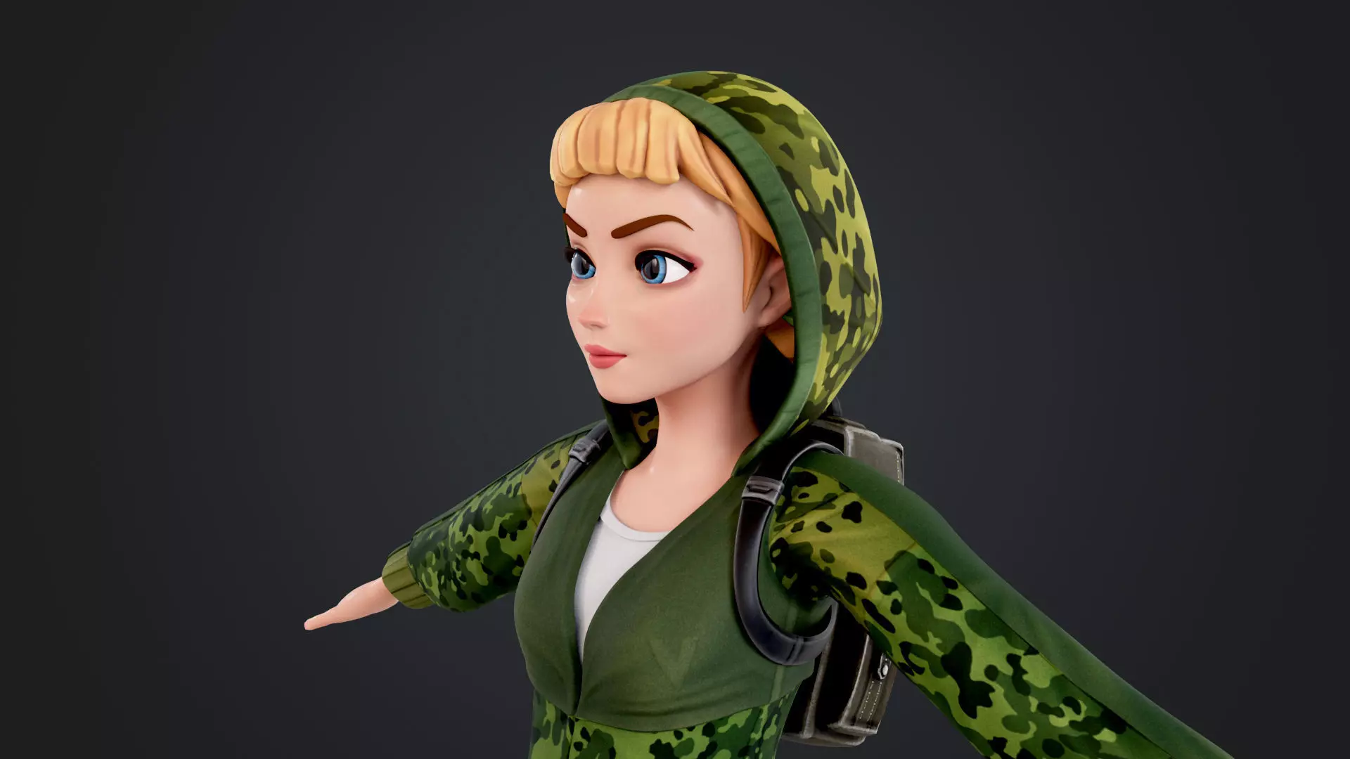 Explorer Cartoon Character Low-poly 3D model_11