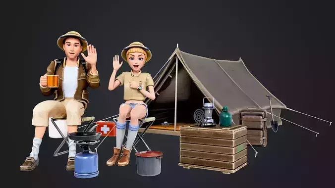 Outdoor Camping Low-poly 3D model