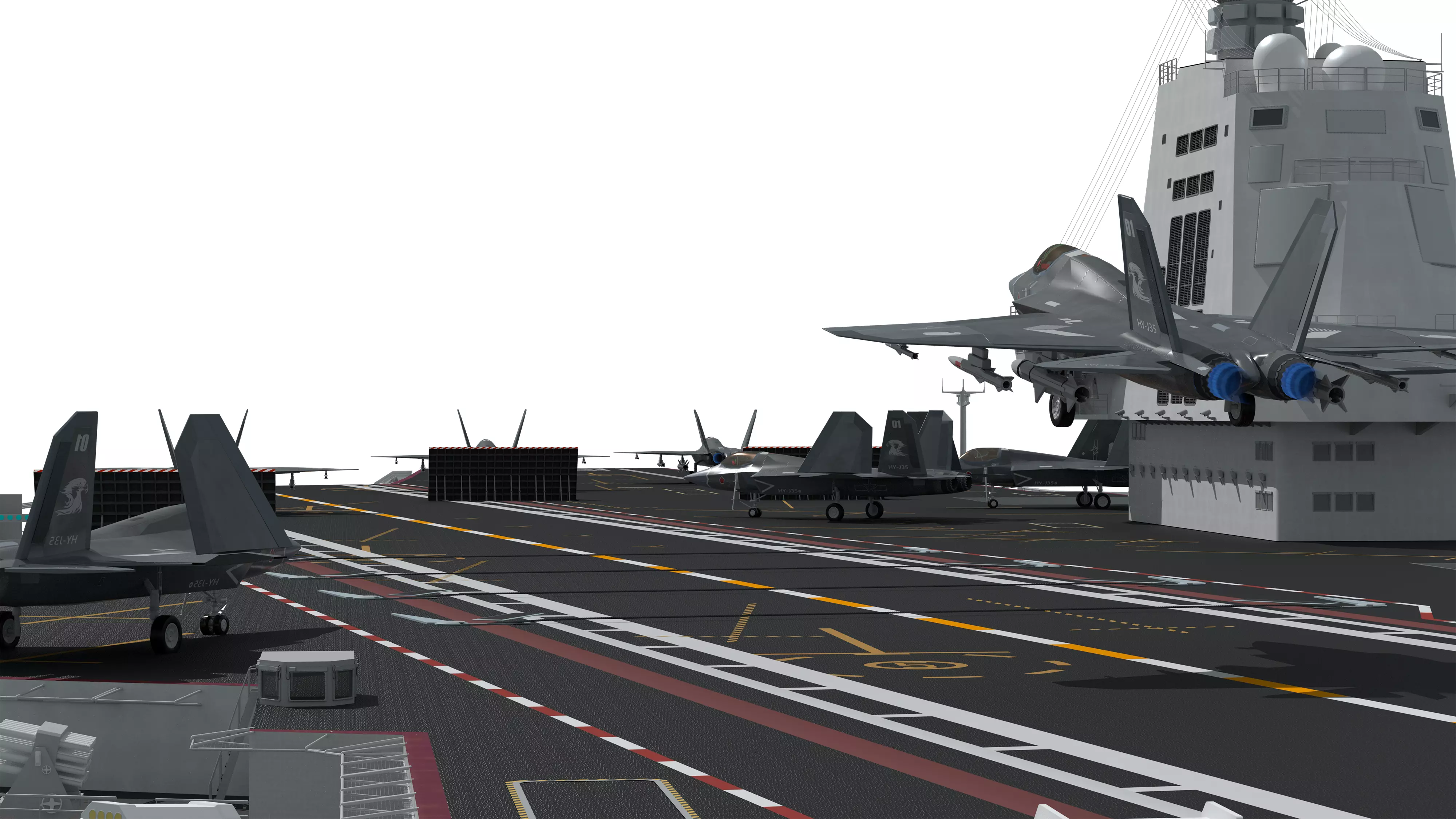 Chinese aircraft carriers CV16 CV17 CV18 with carrier-based 3D model_17