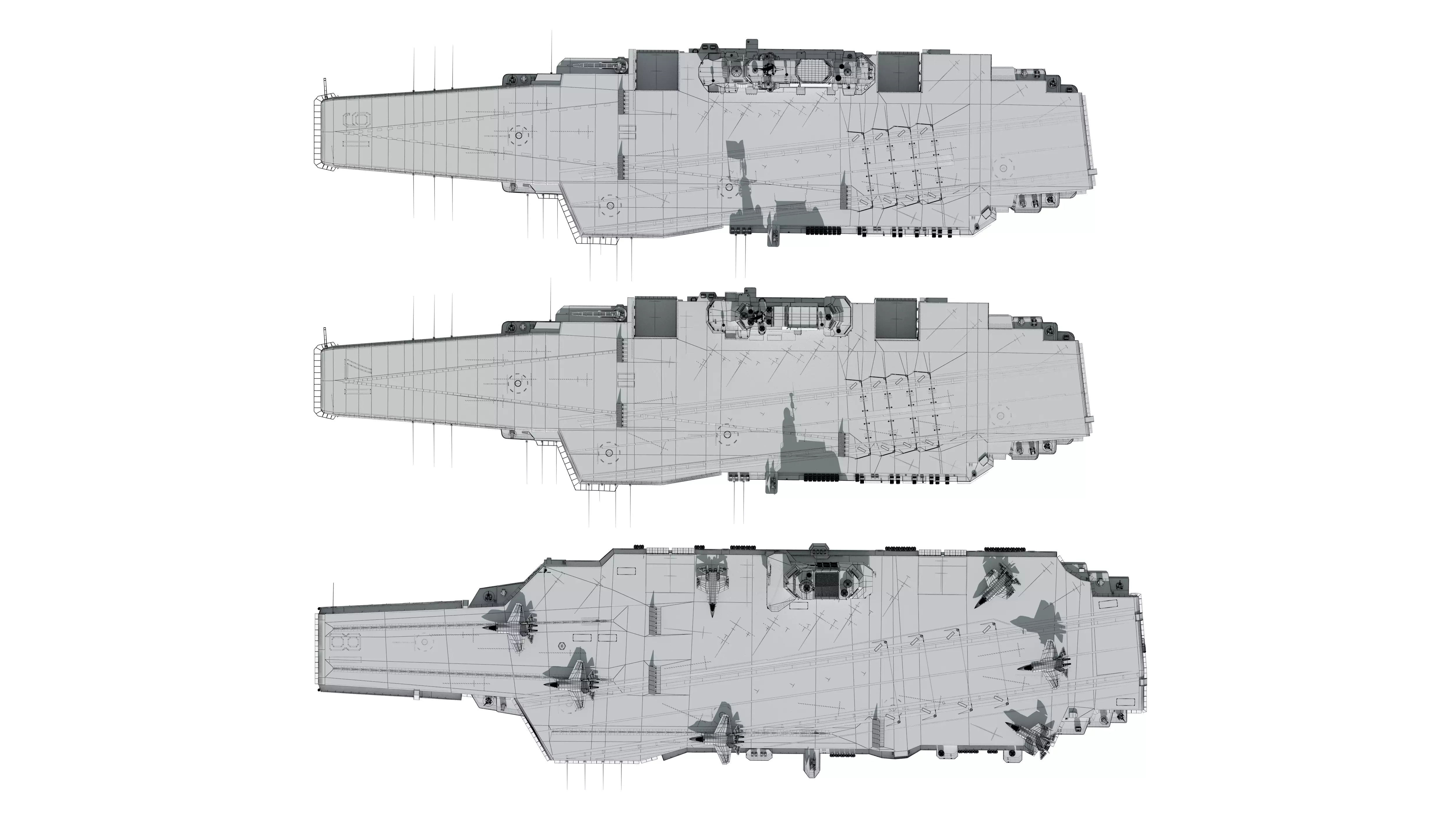 Chinese aircraft carriers CV16 CV17 CV18 with carrier-based 3D model_40