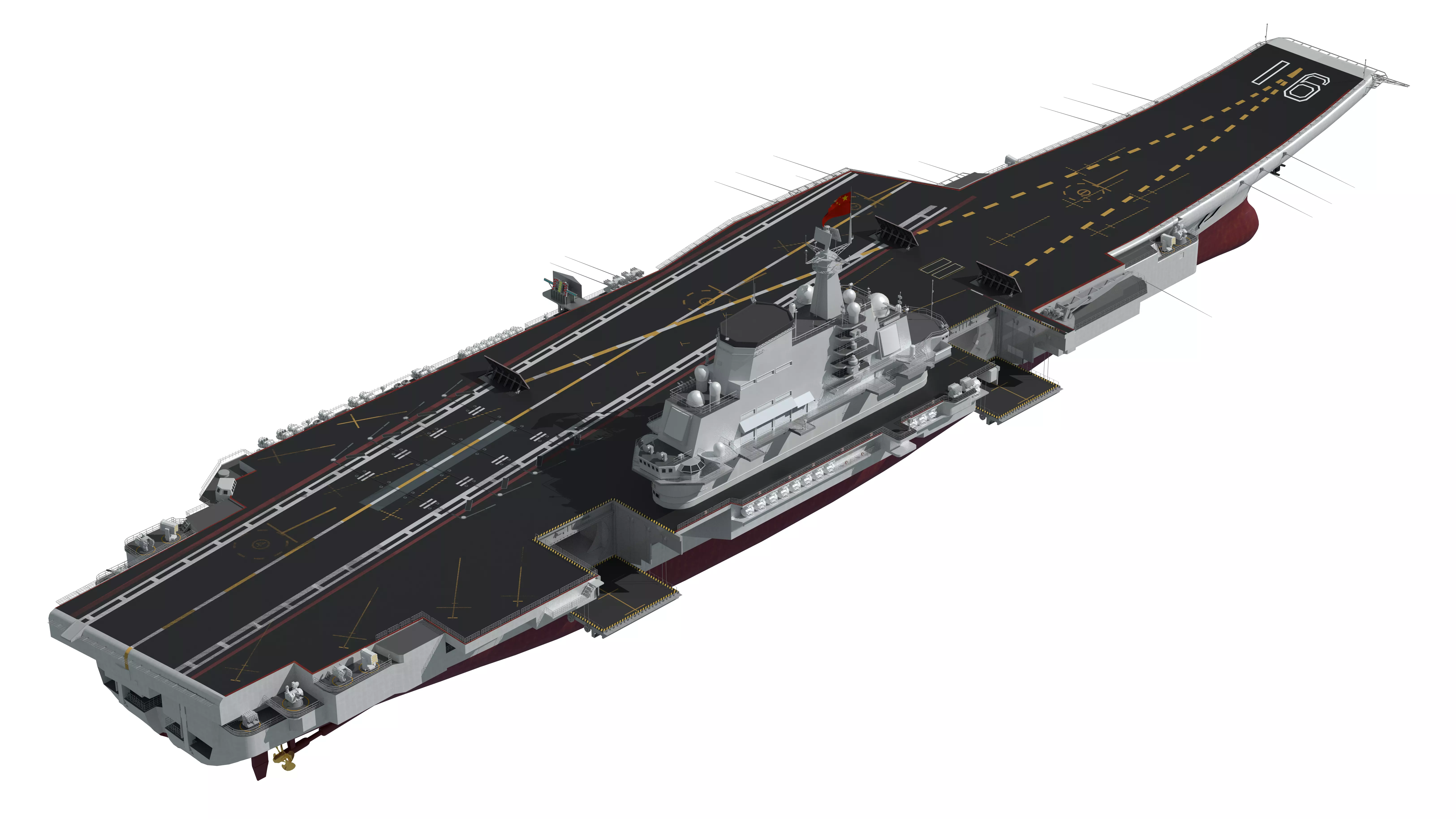 Chinese aircraft carriers CV16 CV17 CV18 with carrier-based 3D model_6