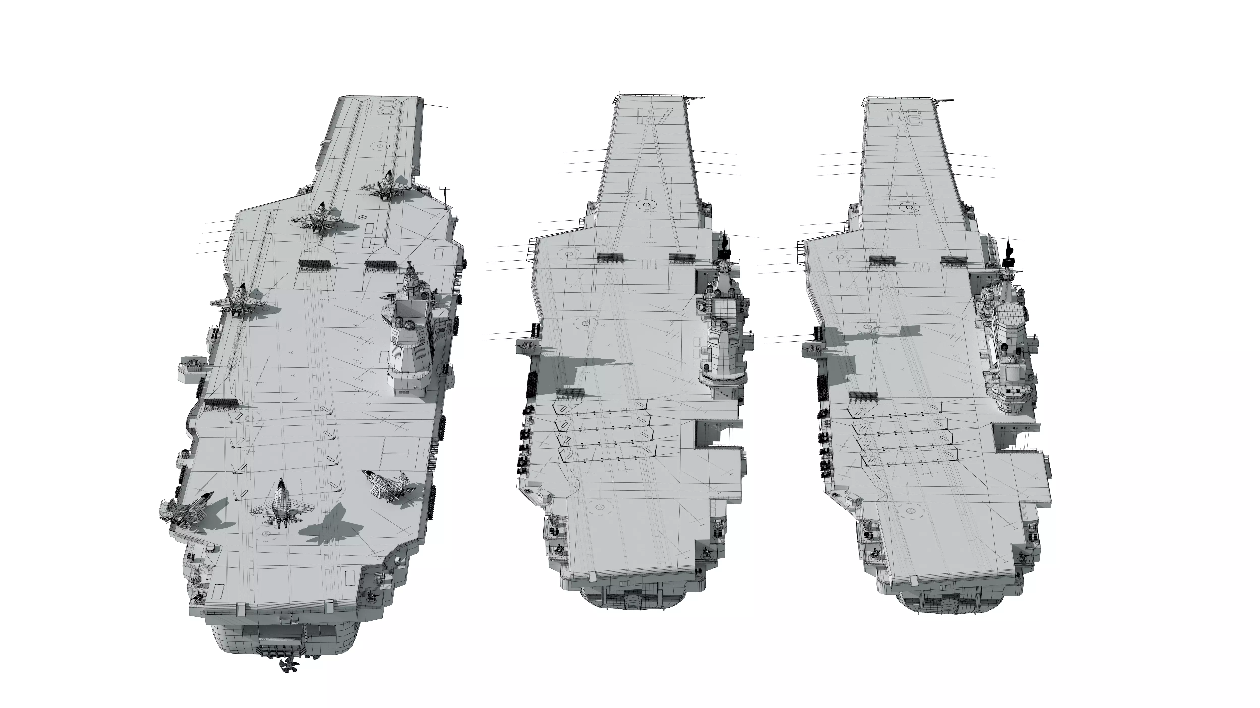 Chinese aircraft carriers CV16 CV17 CV18 with carrier-based 3D model_42