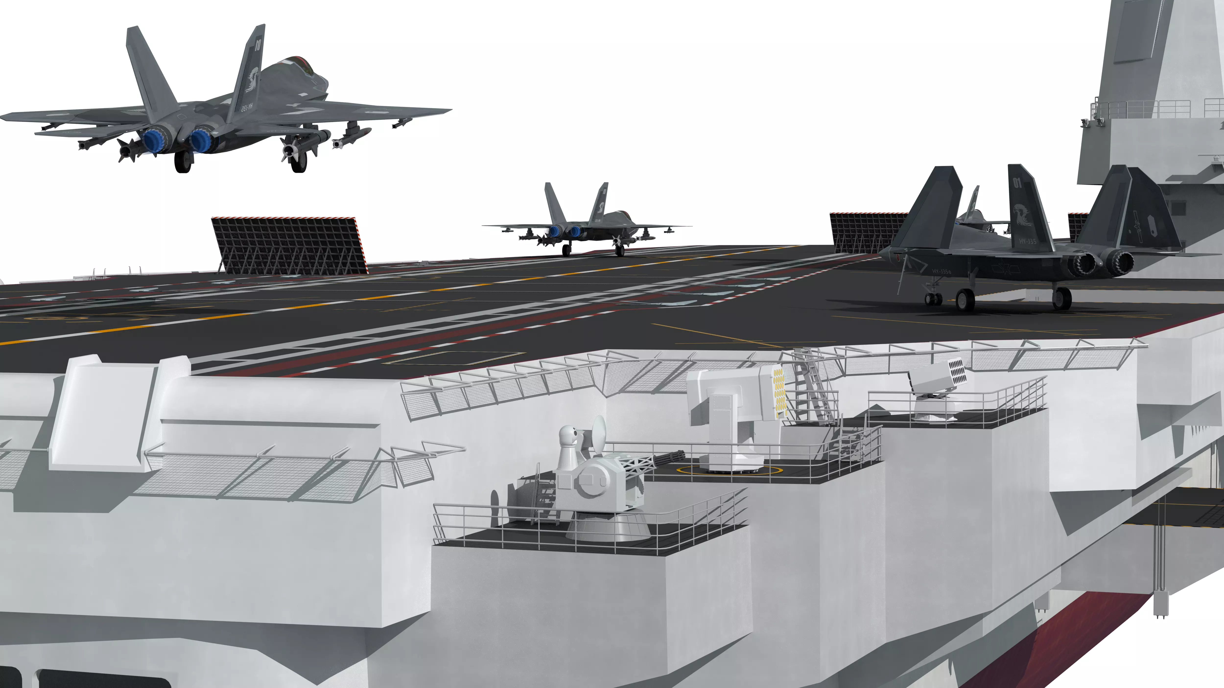 Chinese aircraft carriers CV16 CV17 CV18 with carrier-based 3D model_15