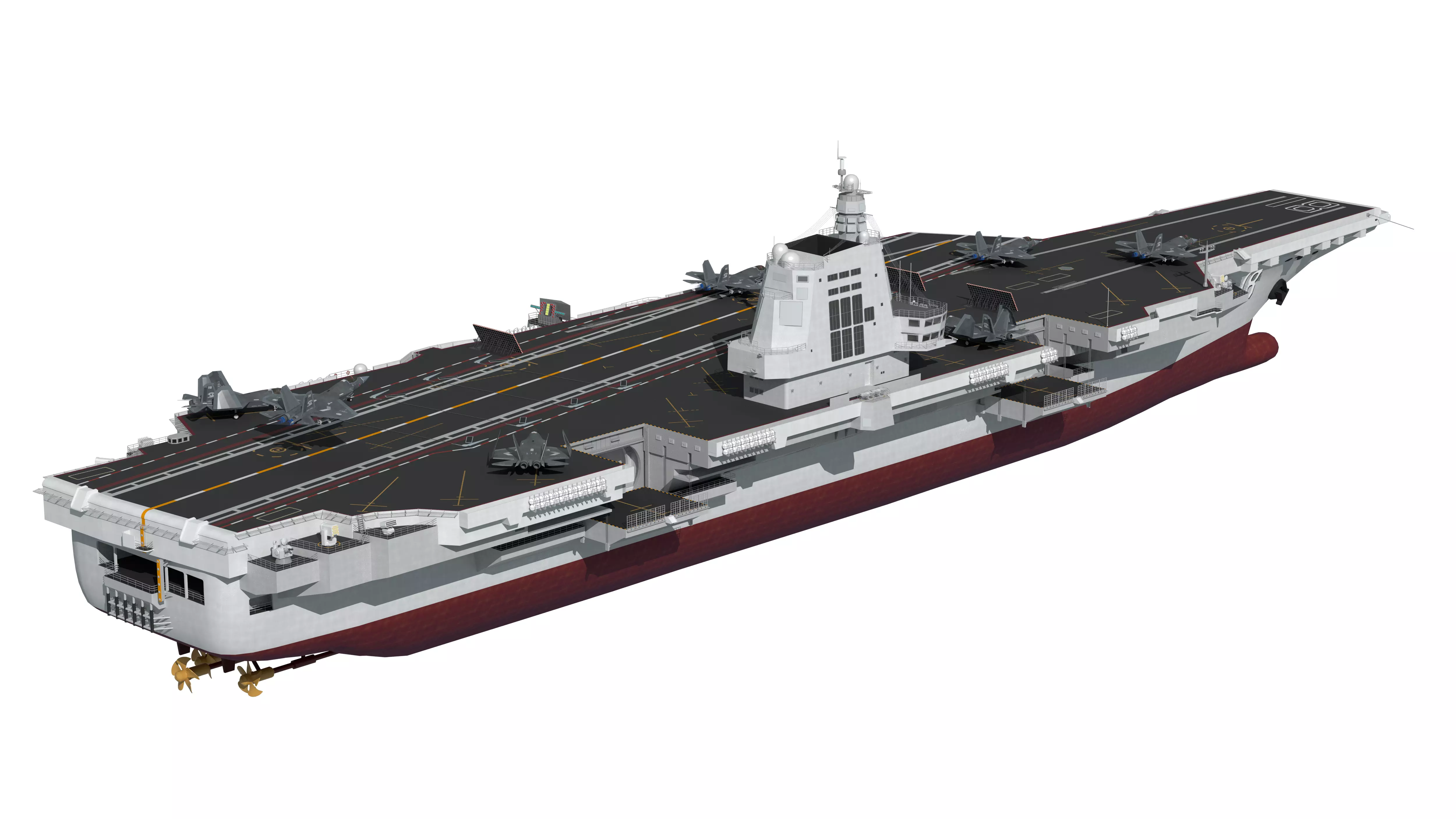 Chinese aircraft carriers CV16 CV17 CV18 with carrier-based 3D model_10