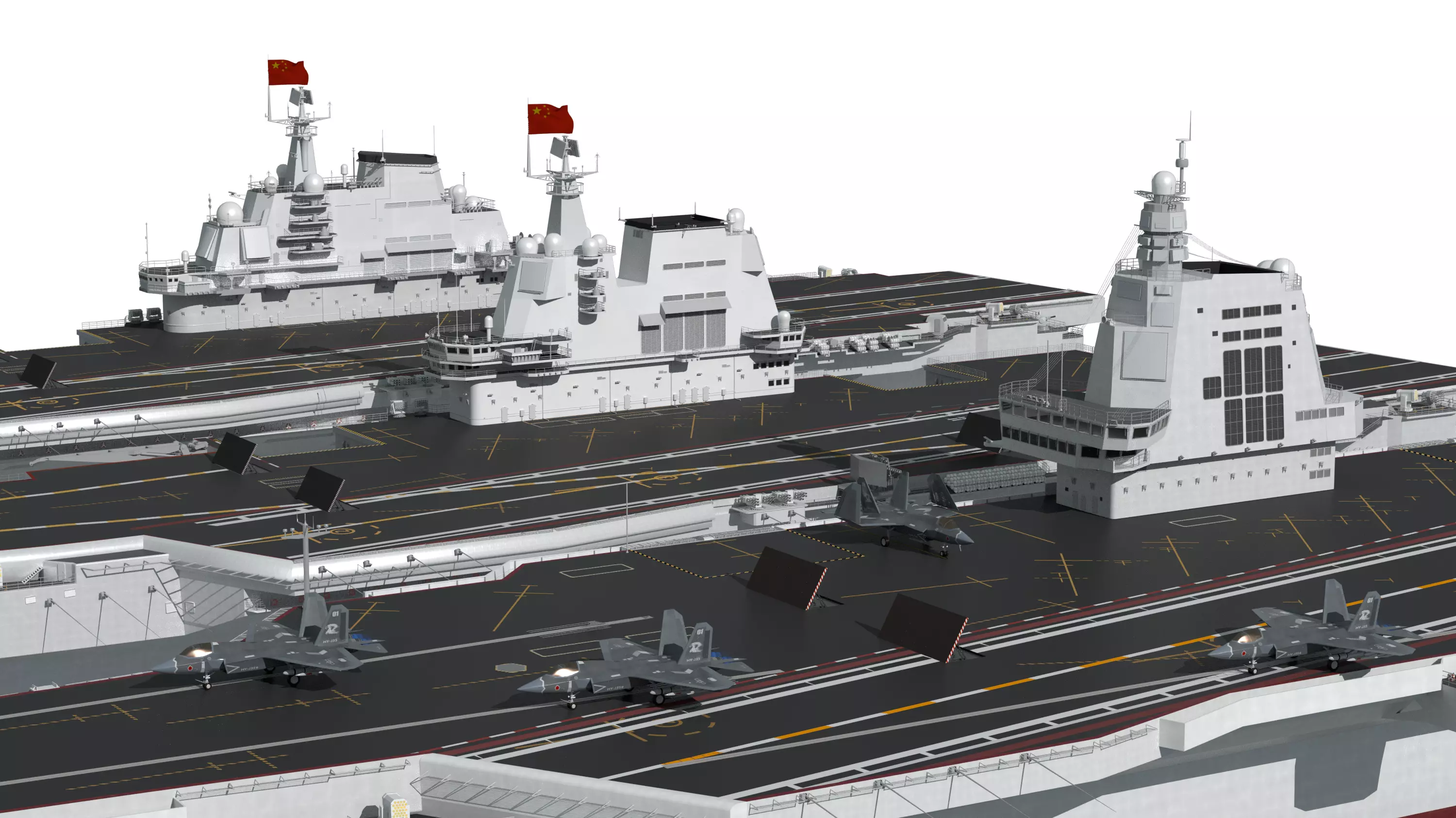 Chinese aircraft carriers CV16 CV17 CV18 with carrier-based 3D model_37
