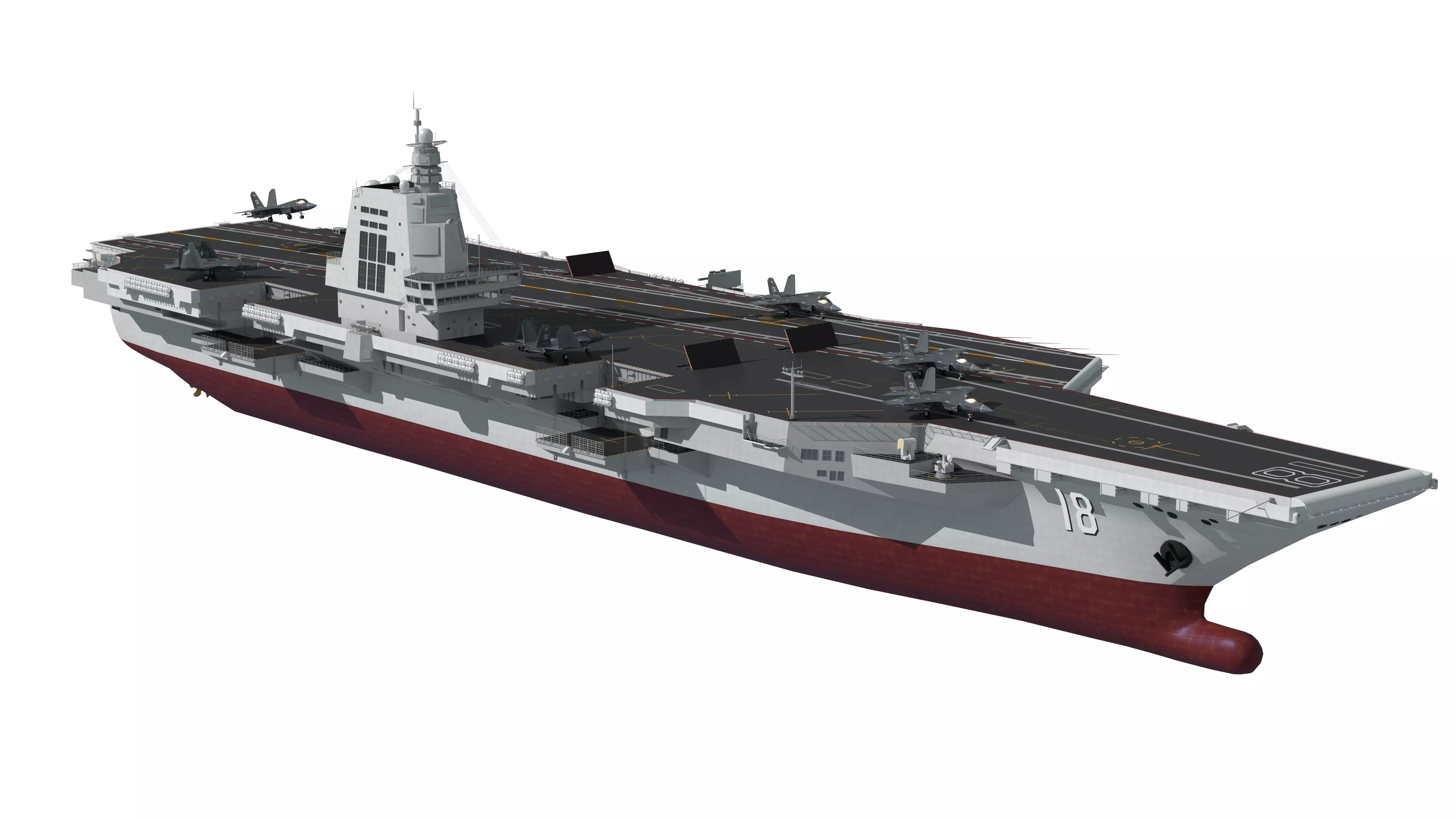 Chinese aircraft carriers CV16 CV17 CV18 with carrier-based 3D model_9