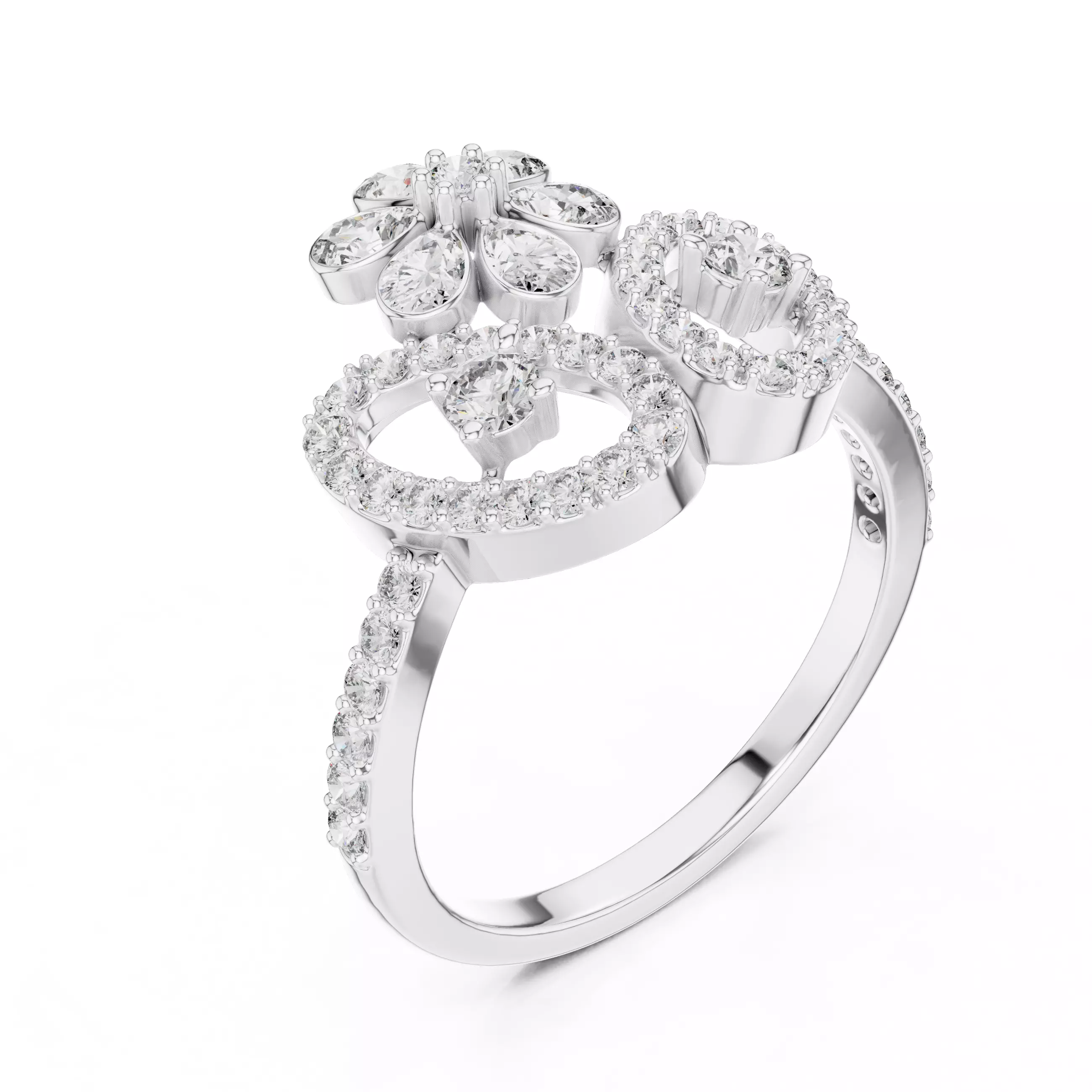 Pear And Round Diamond Engagement Wedding Ring 3DM STL Video 3D print model_10