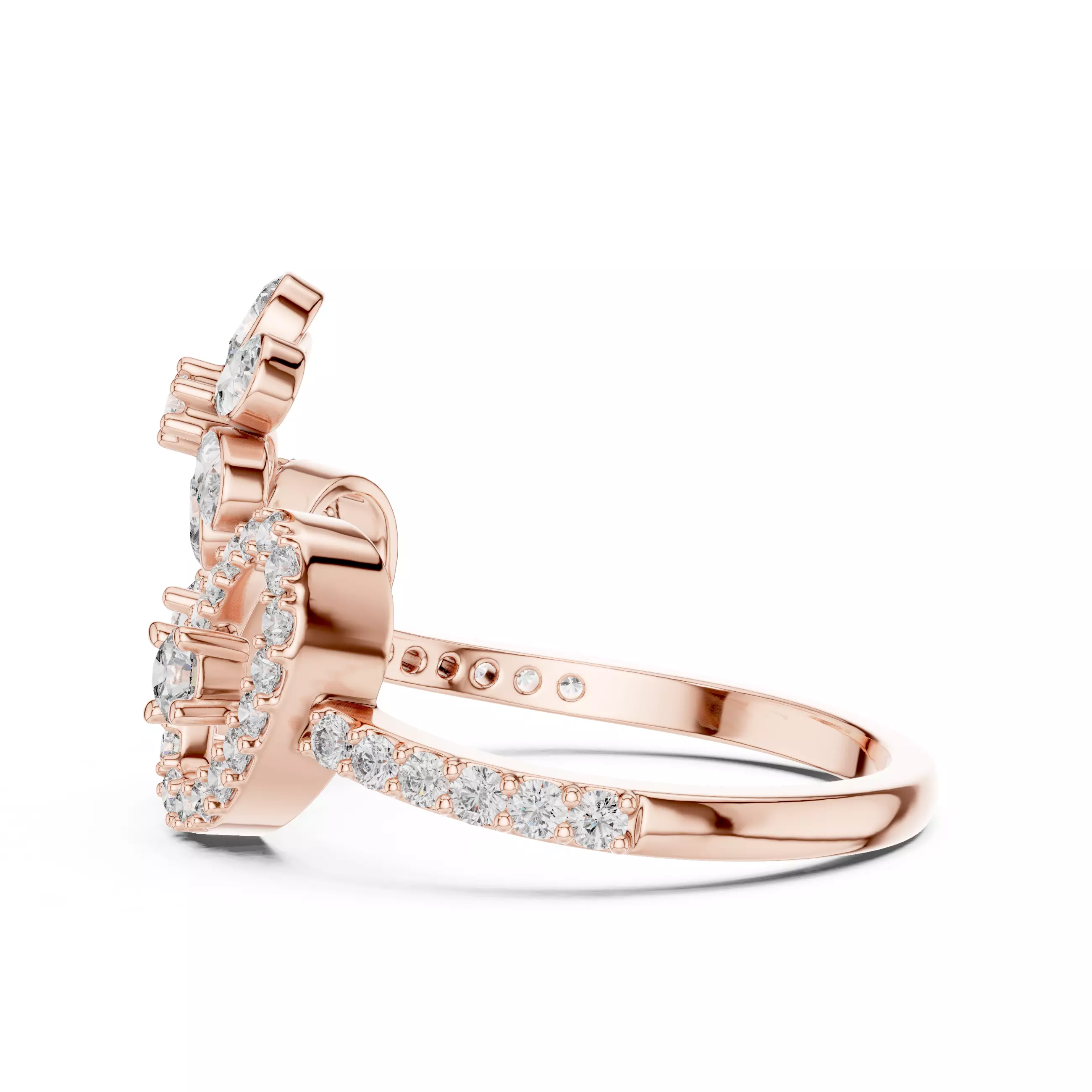 Pear And Round Diamond Engagement Wedding Ring 3DM STL Video 3D print model_5