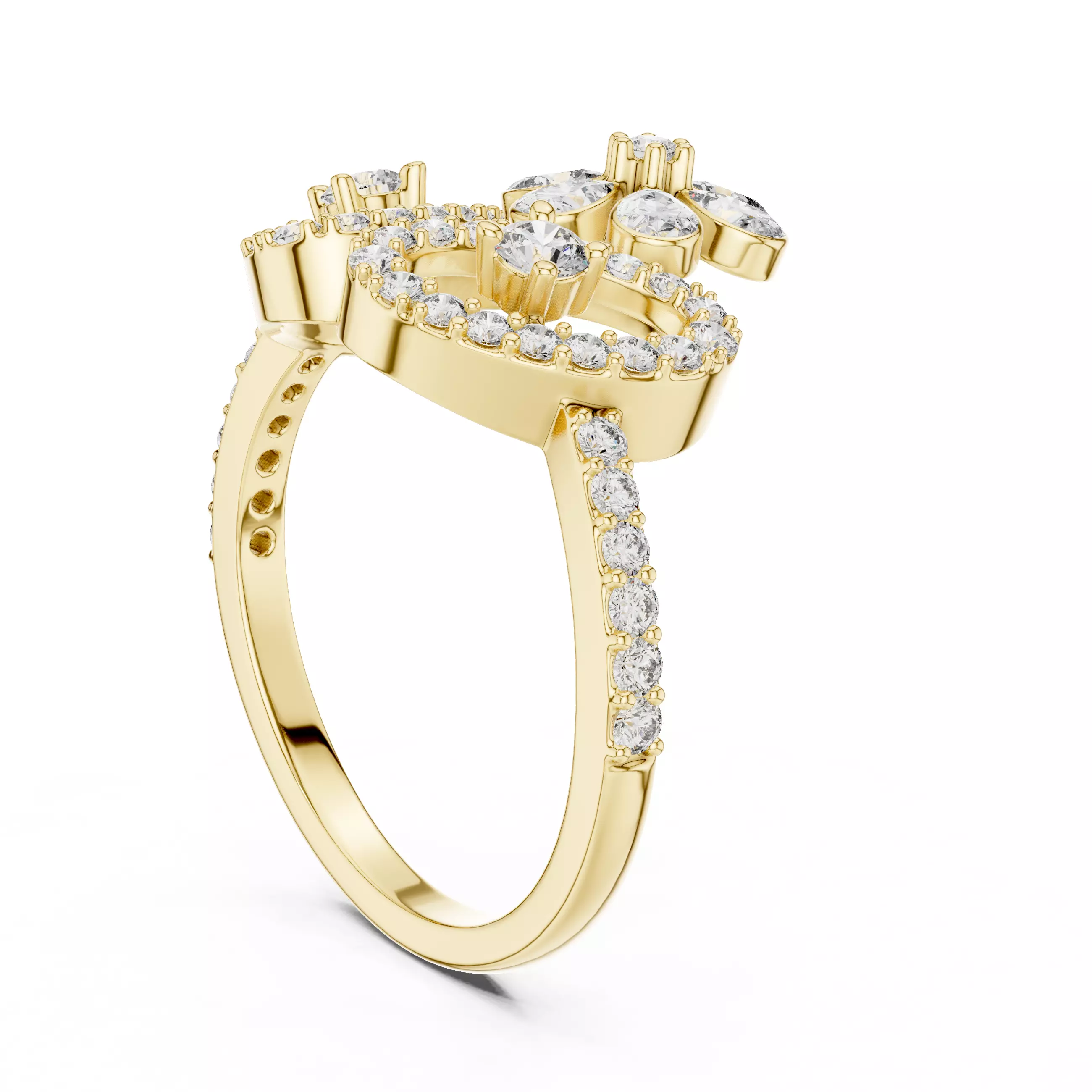 Pear And Round Diamond Engagement Wedding Ring 3DM STL Video 3D print model_6