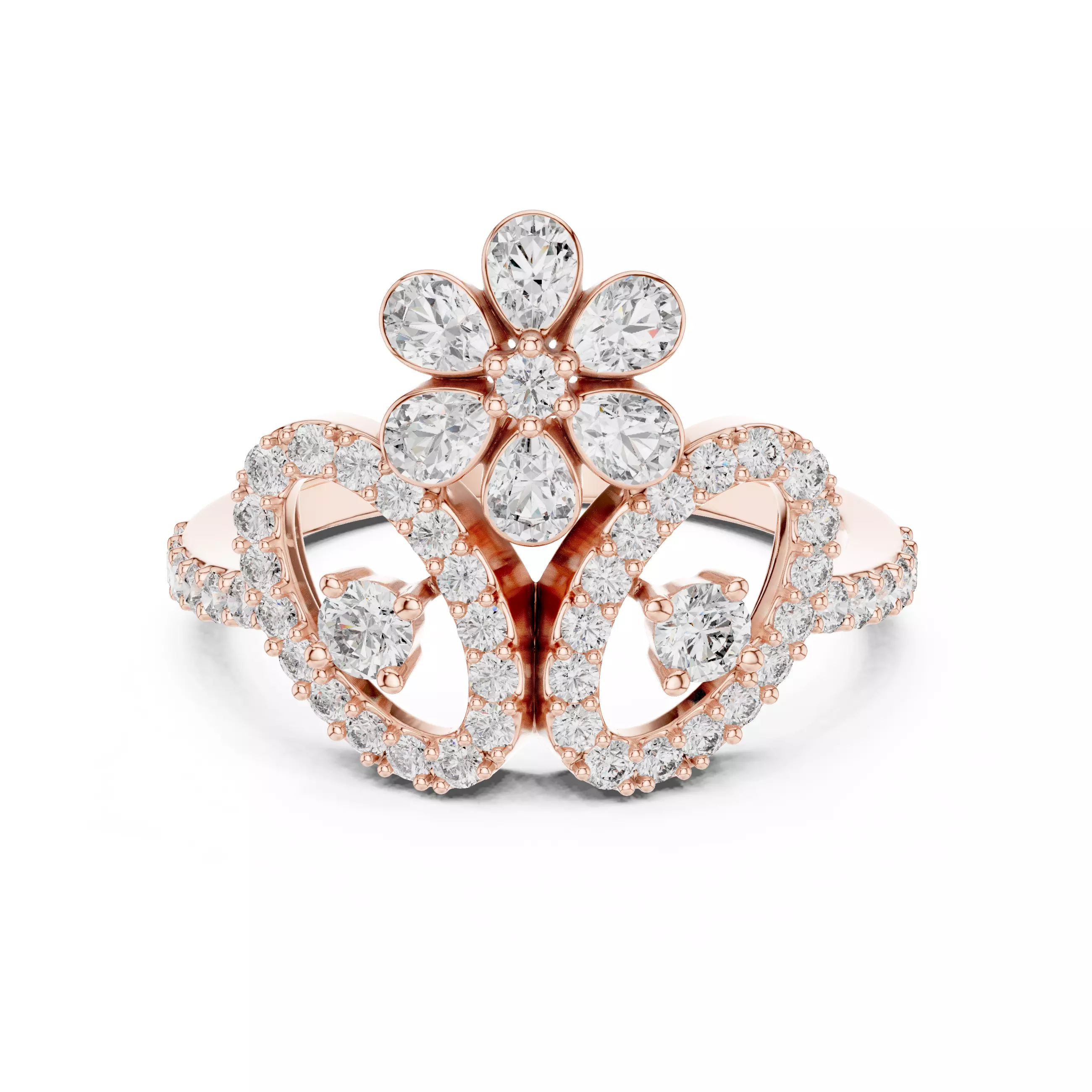Pear And Round Diamond Engagement Wedding Ring 3DM STL Video 3D print model_0