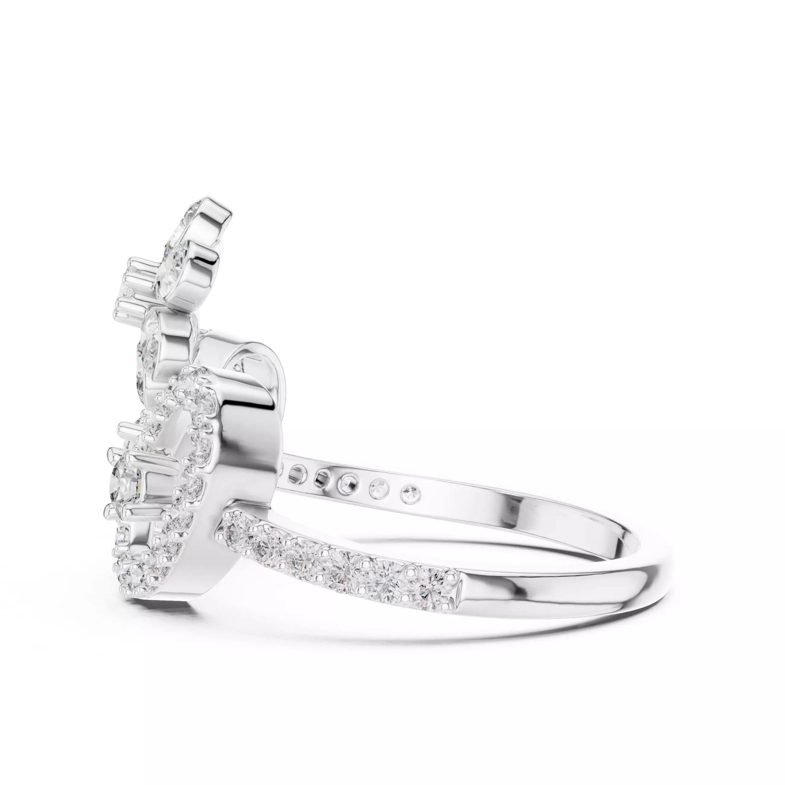Pear And Round Diamond Engagement Wedding Ring 3DM STL Video 3D print model_11