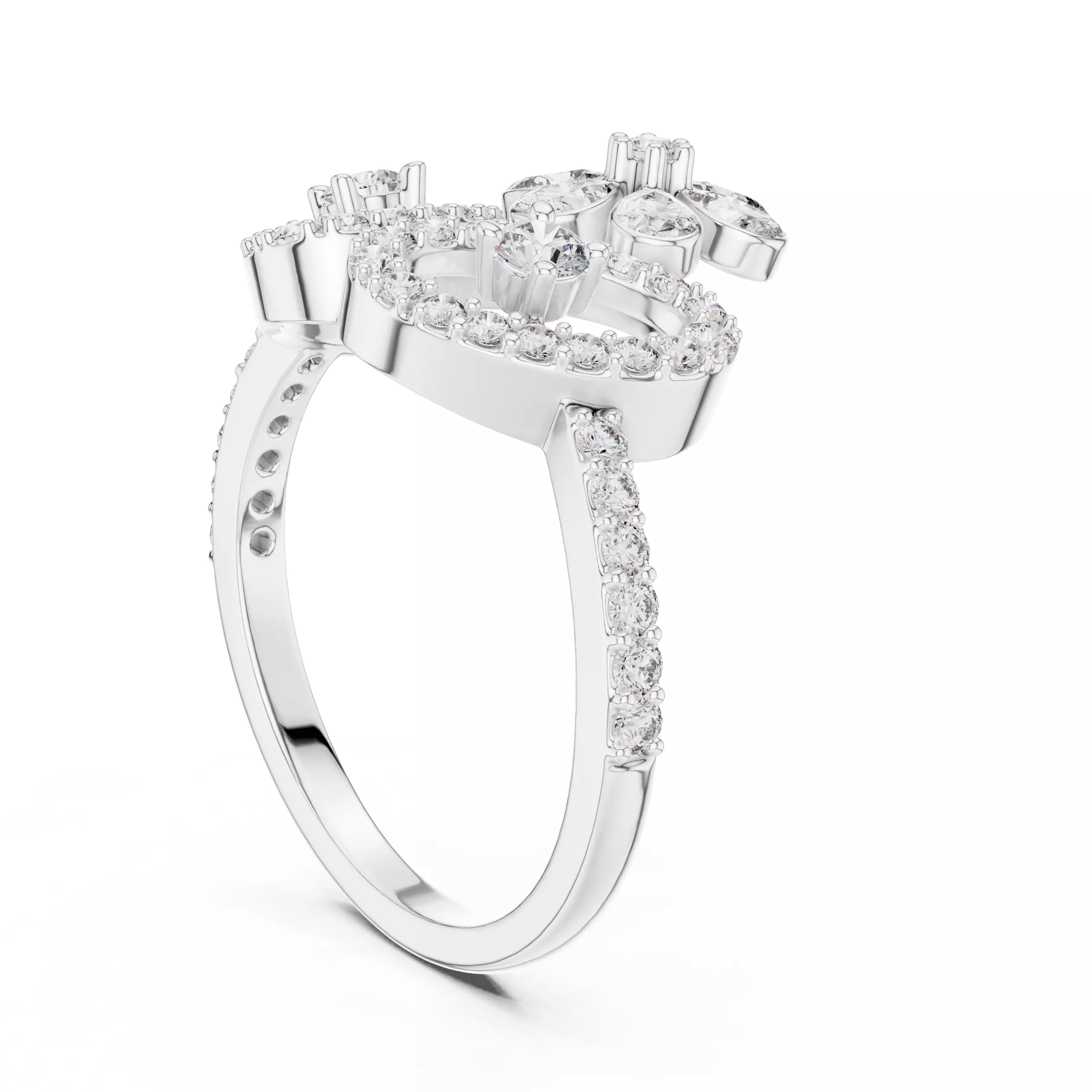 Pear And Round Diamond Engagement Wedding Ring 3DM STL Video 3D print model_9