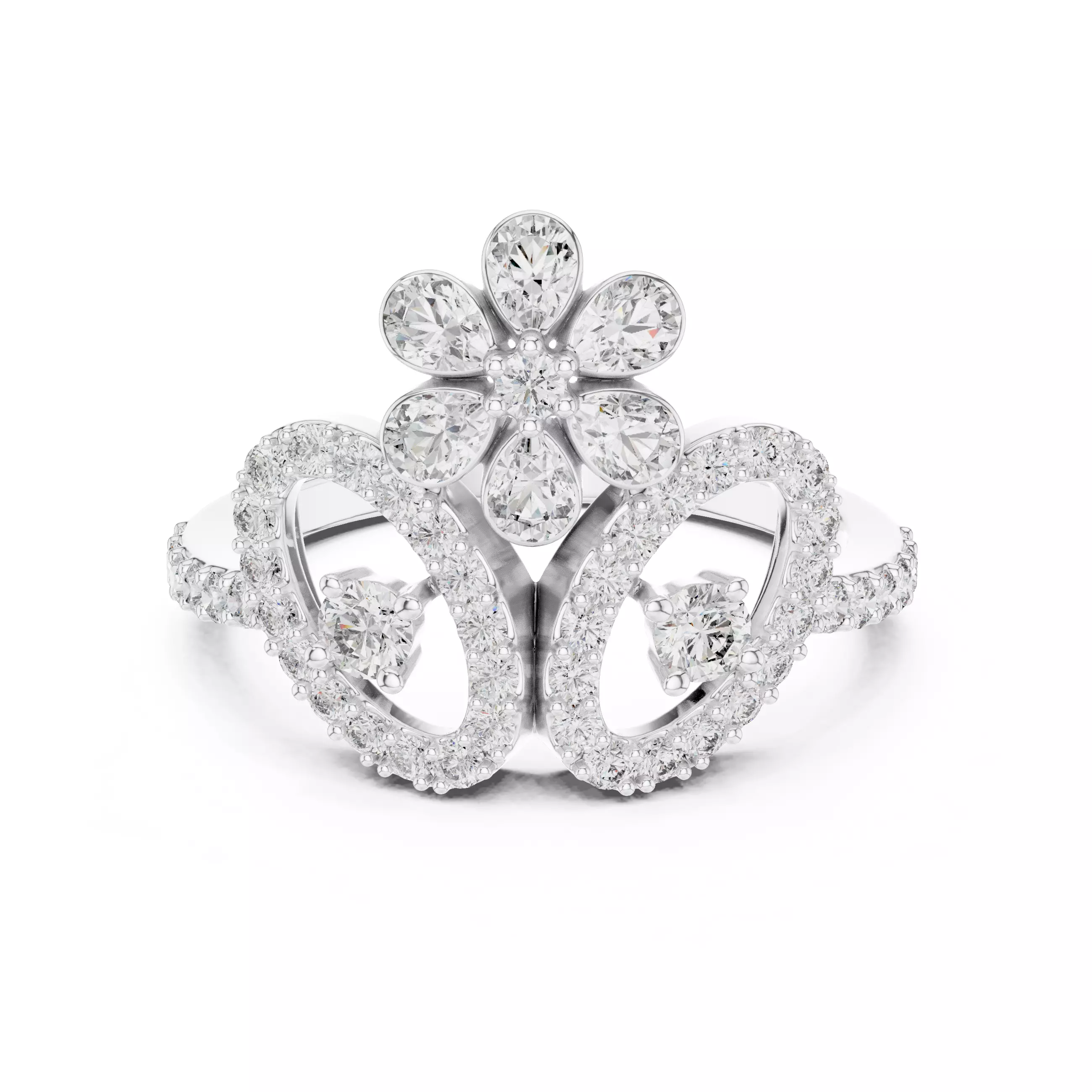 Pear And Round Diamond Engagement Wedding Ring 3DM STL Video 3D print model_2