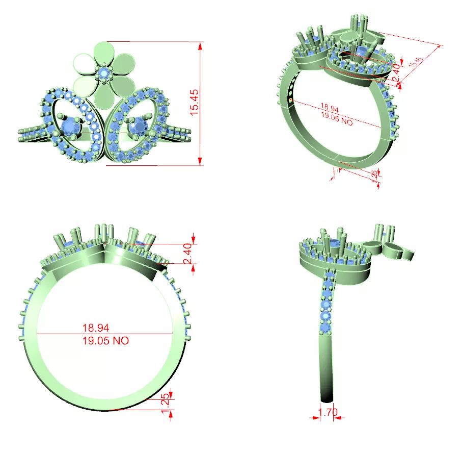 Pear And Round Diamond Engagement Wedding Ring 3DM STL Video 3D print model_12