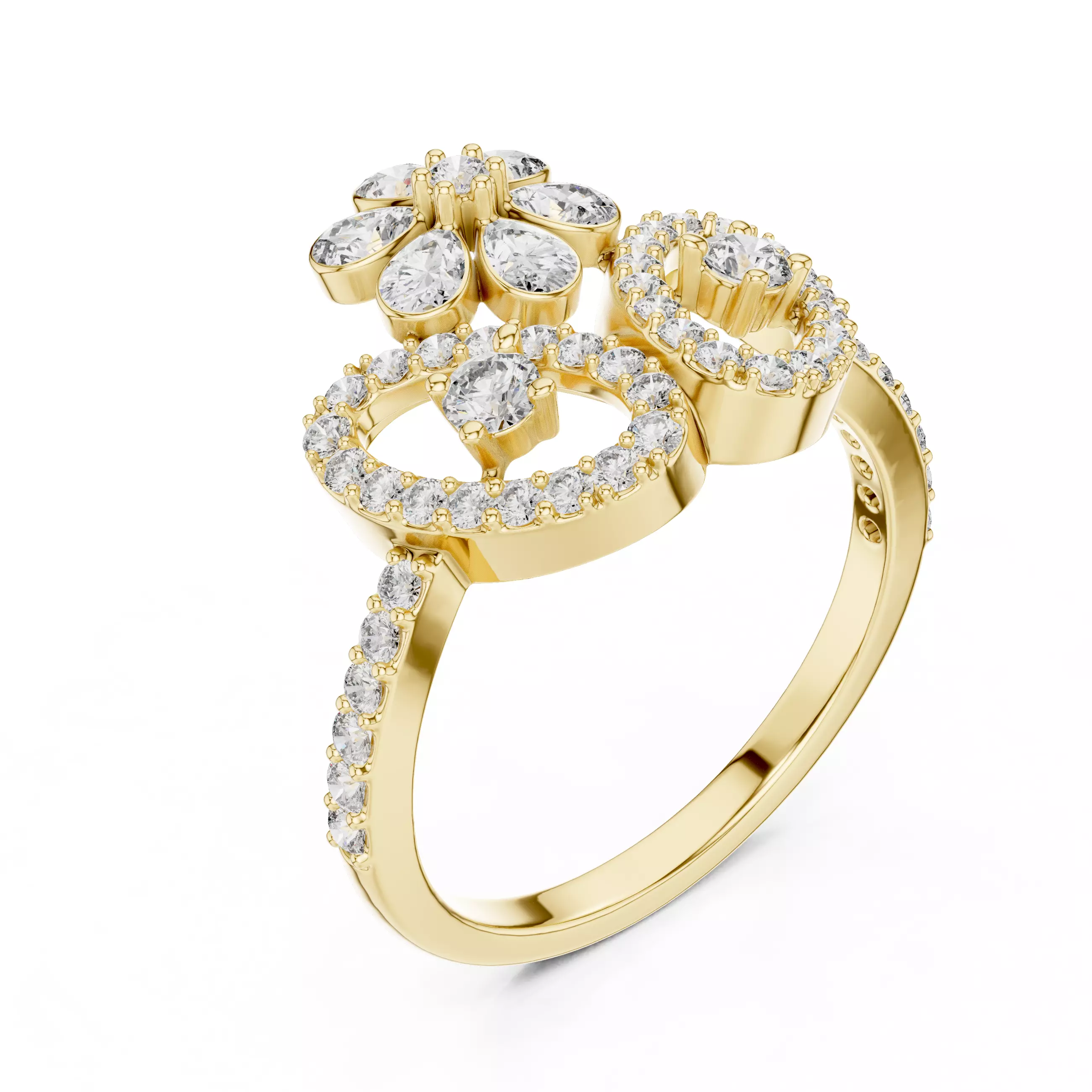 Pear And Round Diamond Engagement Wedding Ring 3DM STL Video 3D print model_7