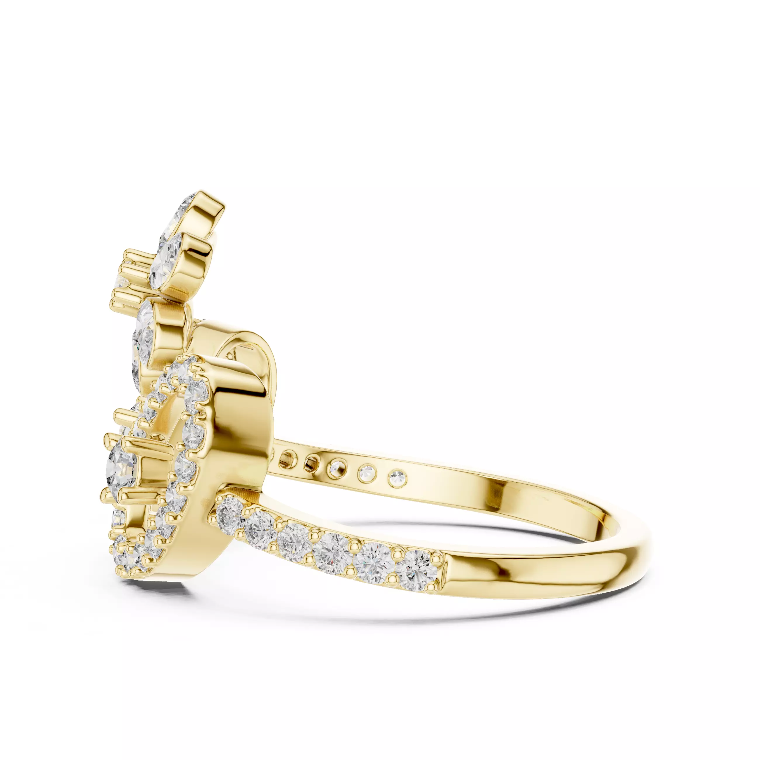 Pear And Round Diamond Engagement Wedding Ring 3DM STL Video 3D print model_8