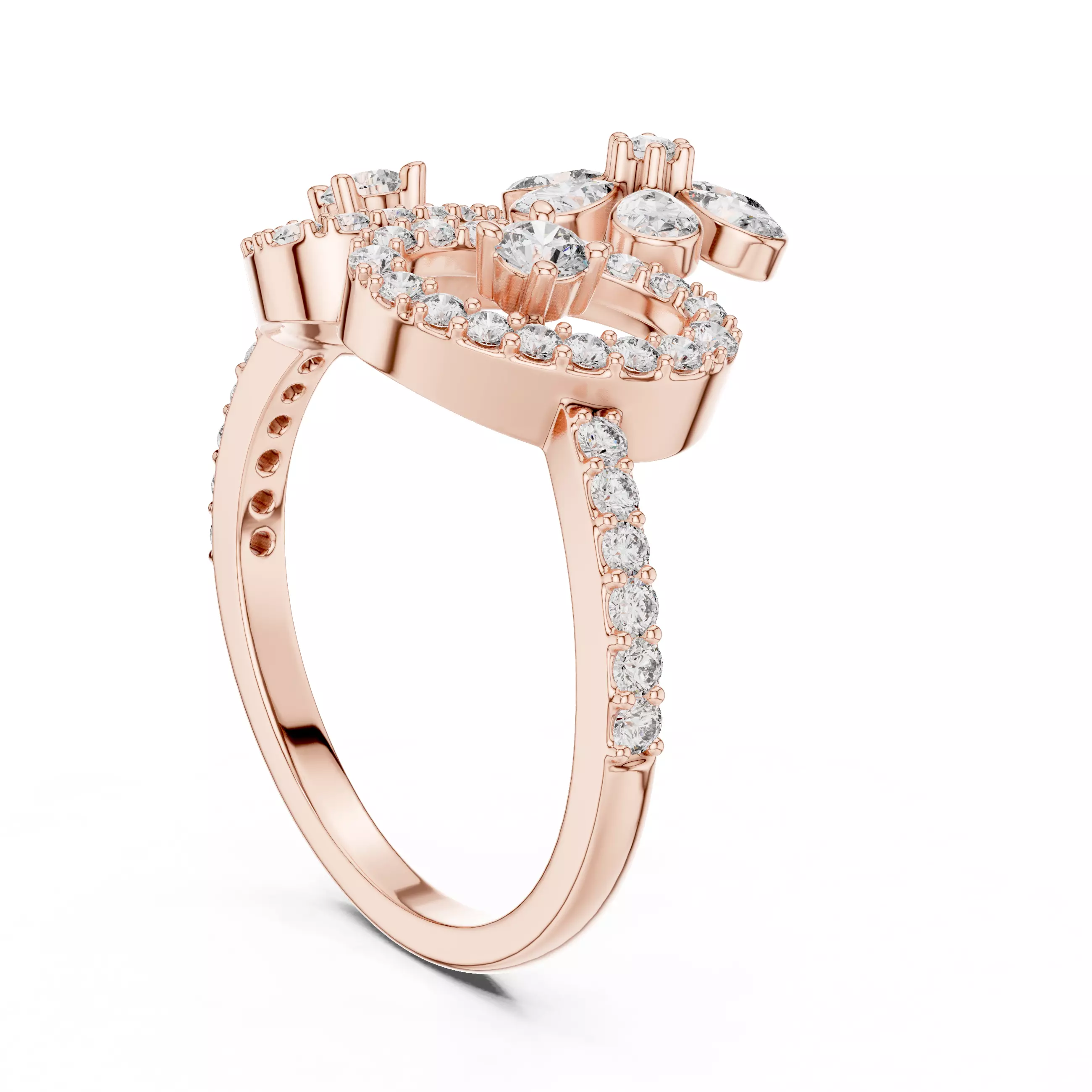 Pear And Round Diamond Engagement Wedding Ring 3DM STL Video 3D print model_3