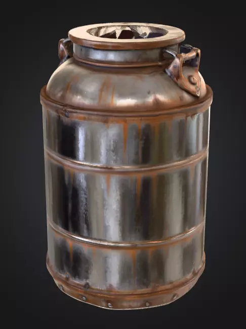 Industrial Metal Canister Rusty Low-poly 3D model_0