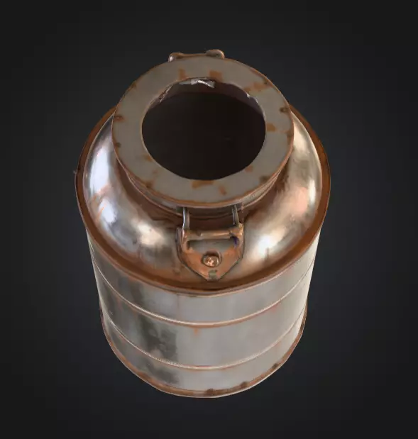 Industrial Metal Canister Rusty Low-poly 3D model_11