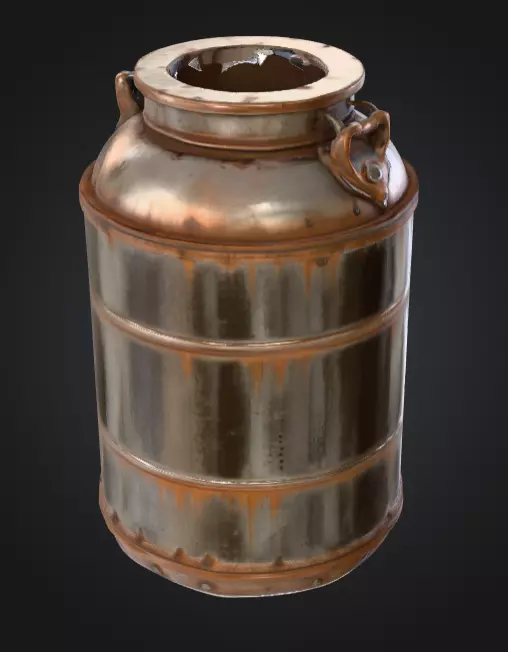 Industrial Metal Canister Rusty Low-poly 3D model_4