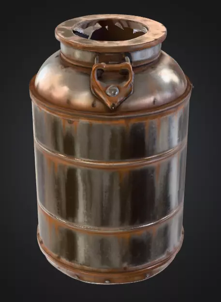 Industrial Metal Canister Rusty Low-poly 3D model_3